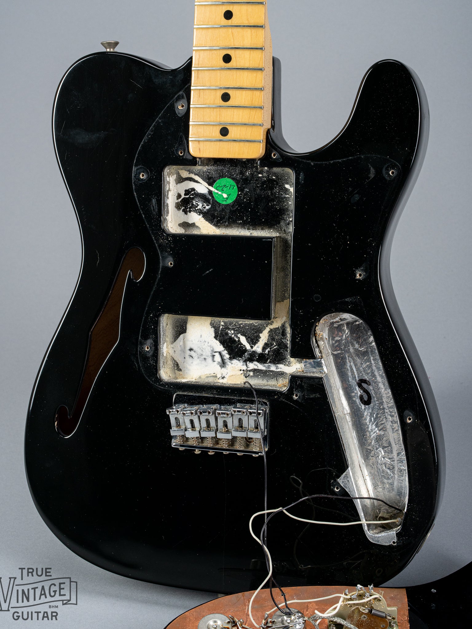1978 Fender Telecaster Thinline Black guitar body semi hollow interior cavities
