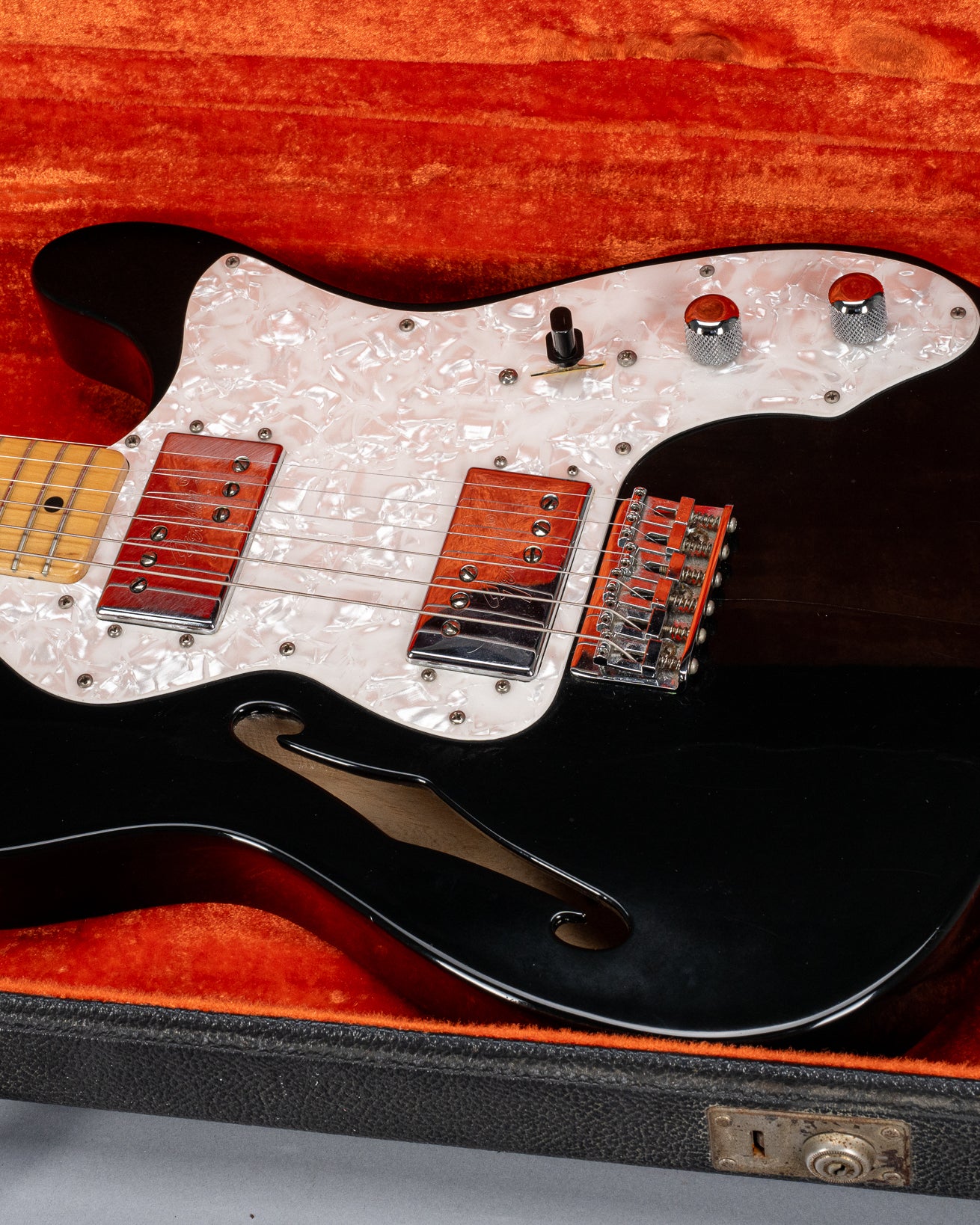 1978 Fender Telecaster Thinline Black guitar body semi hollow in original case