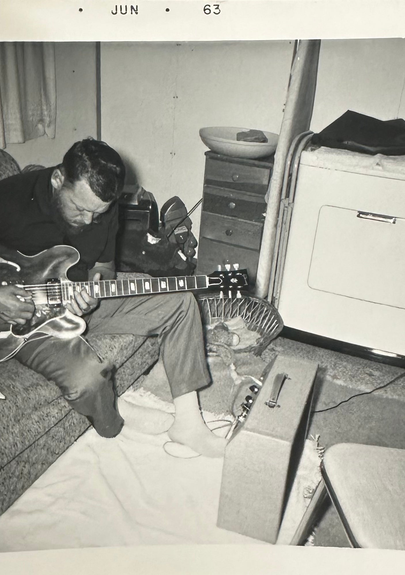 Original Owner with 1963 Gibson ES-335 Cherry and Gibson Maestro Reverb Echo, June 1963