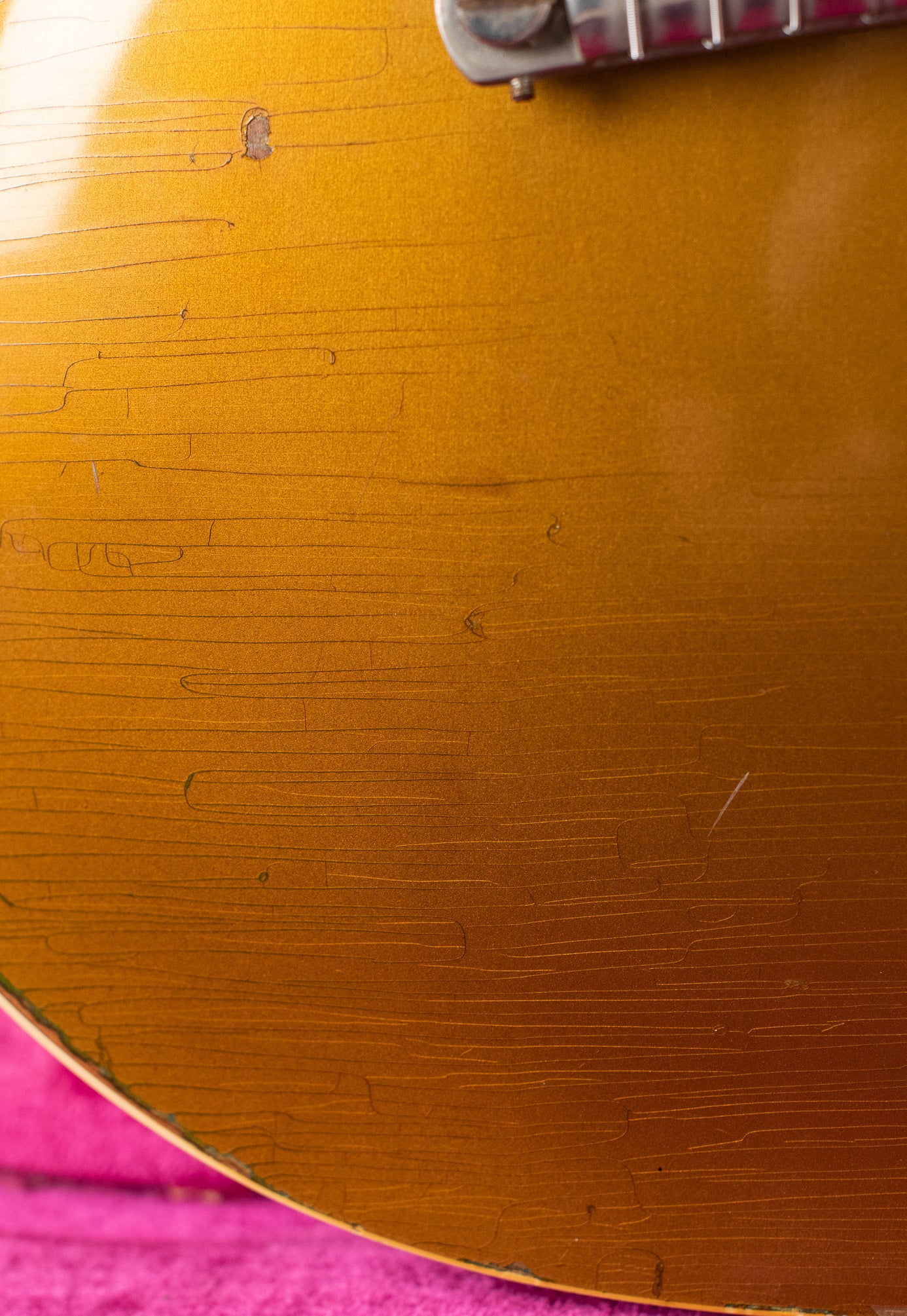 Forearm wear, finish checking, Vintage 1954 Gibson Les Paul goldtop