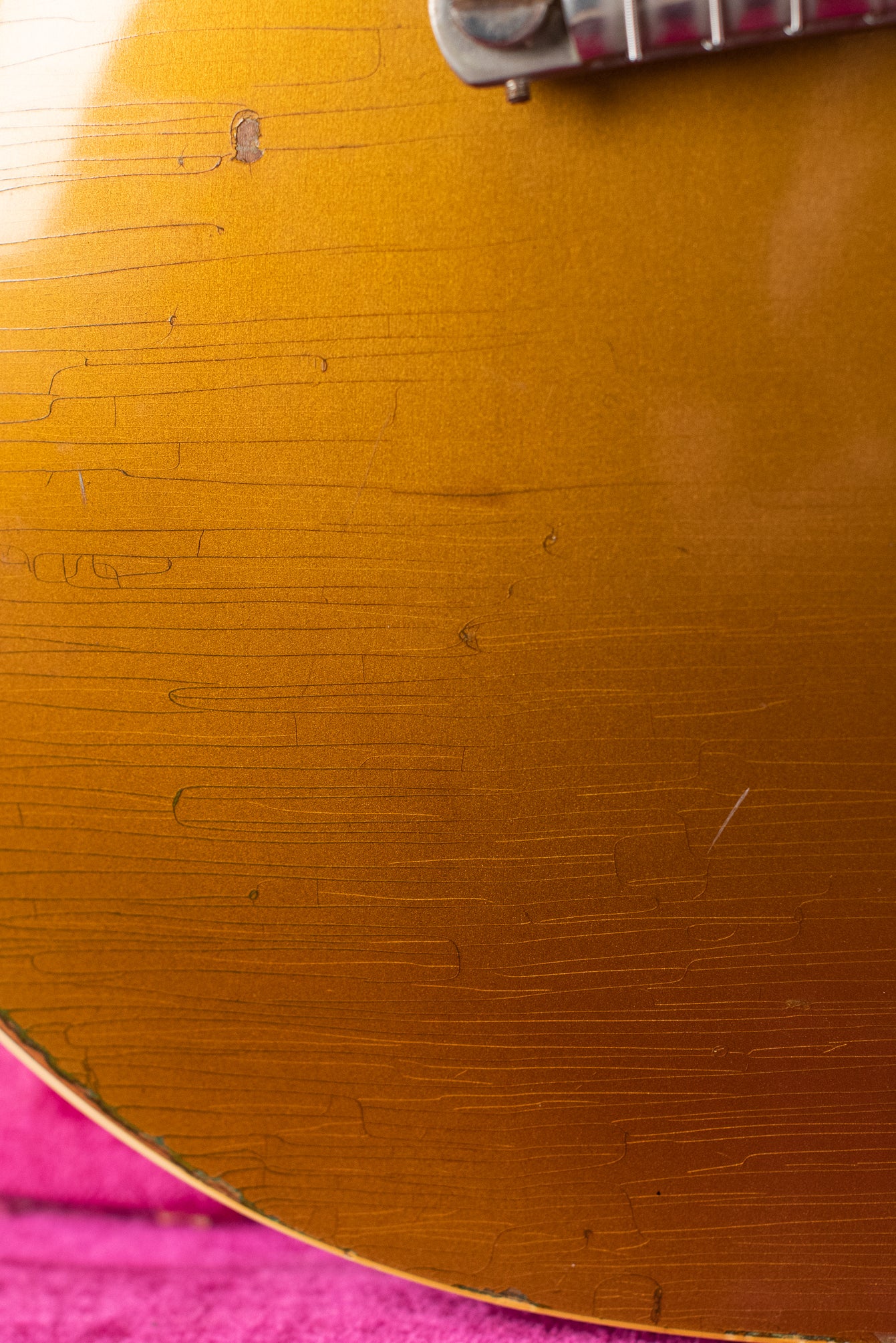 Forearm wear, finish checking, Vintage 1954 Gibson Les Paul goldtop