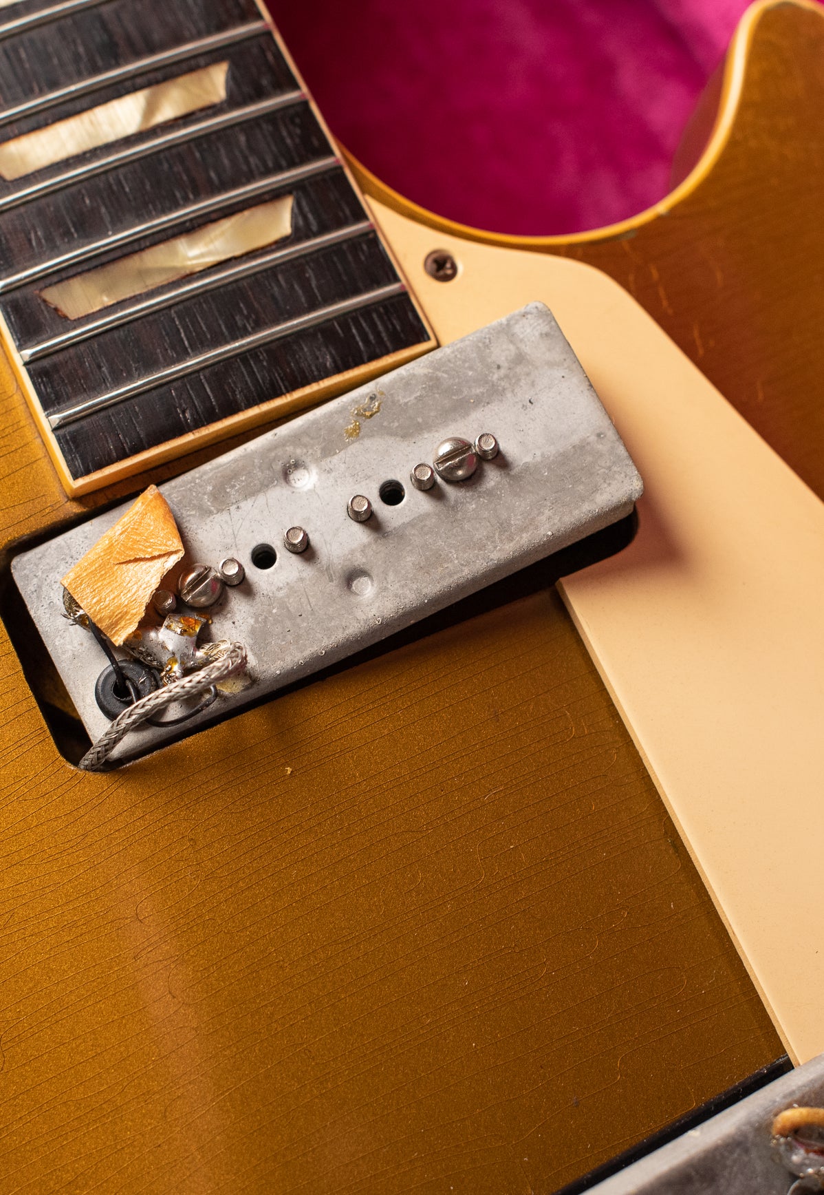 P-90 neck pickup base plate, Vintage 1954 Gibson Les Paul goldtop