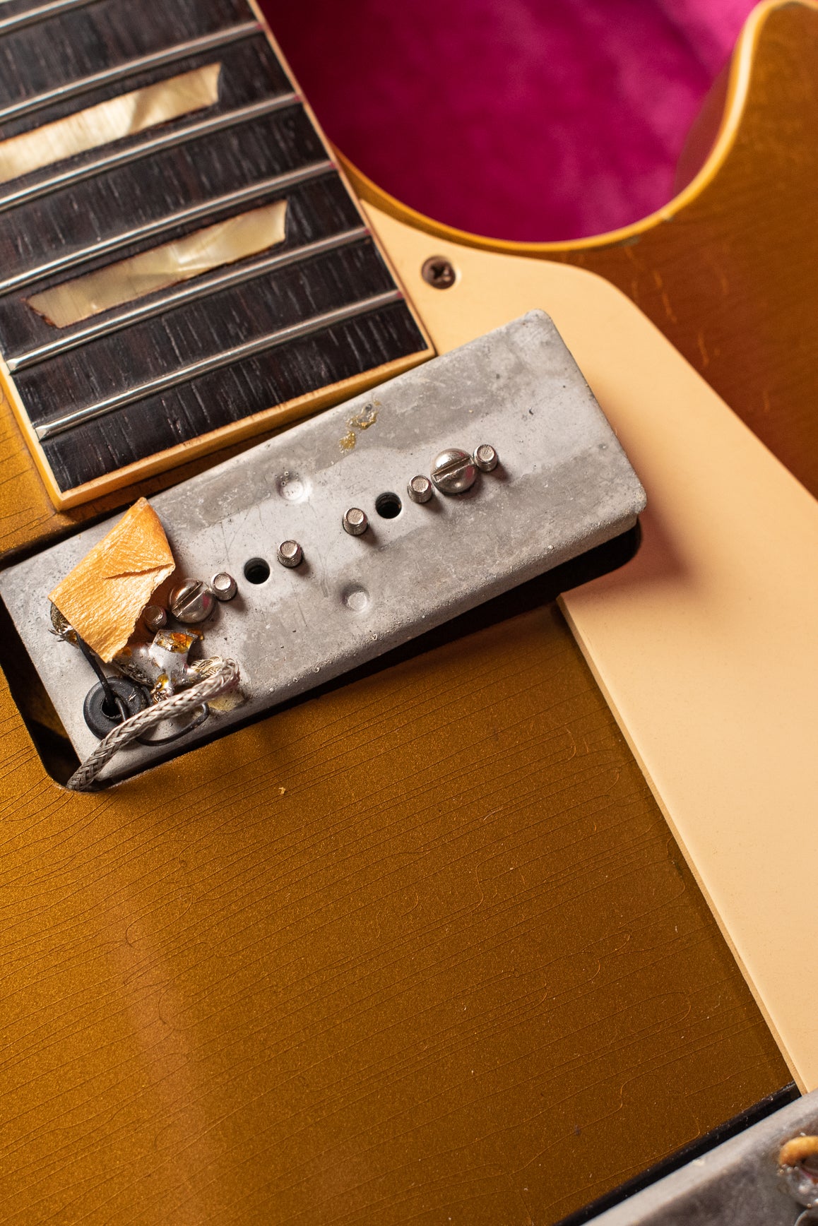 P-90 neck pickup base plate, Vintage 1954 Gibson Les Paul goldtop