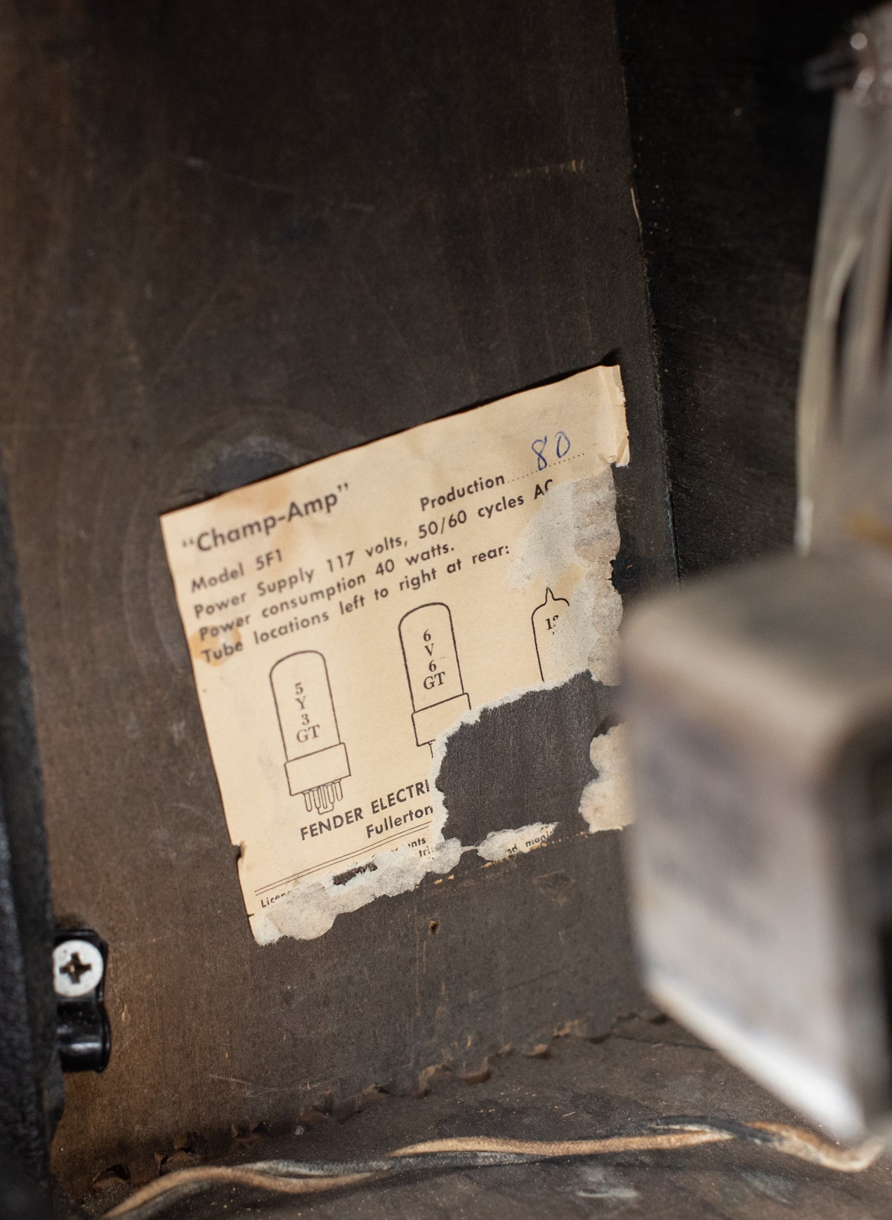 Tube Chart Fender Champ 5F1