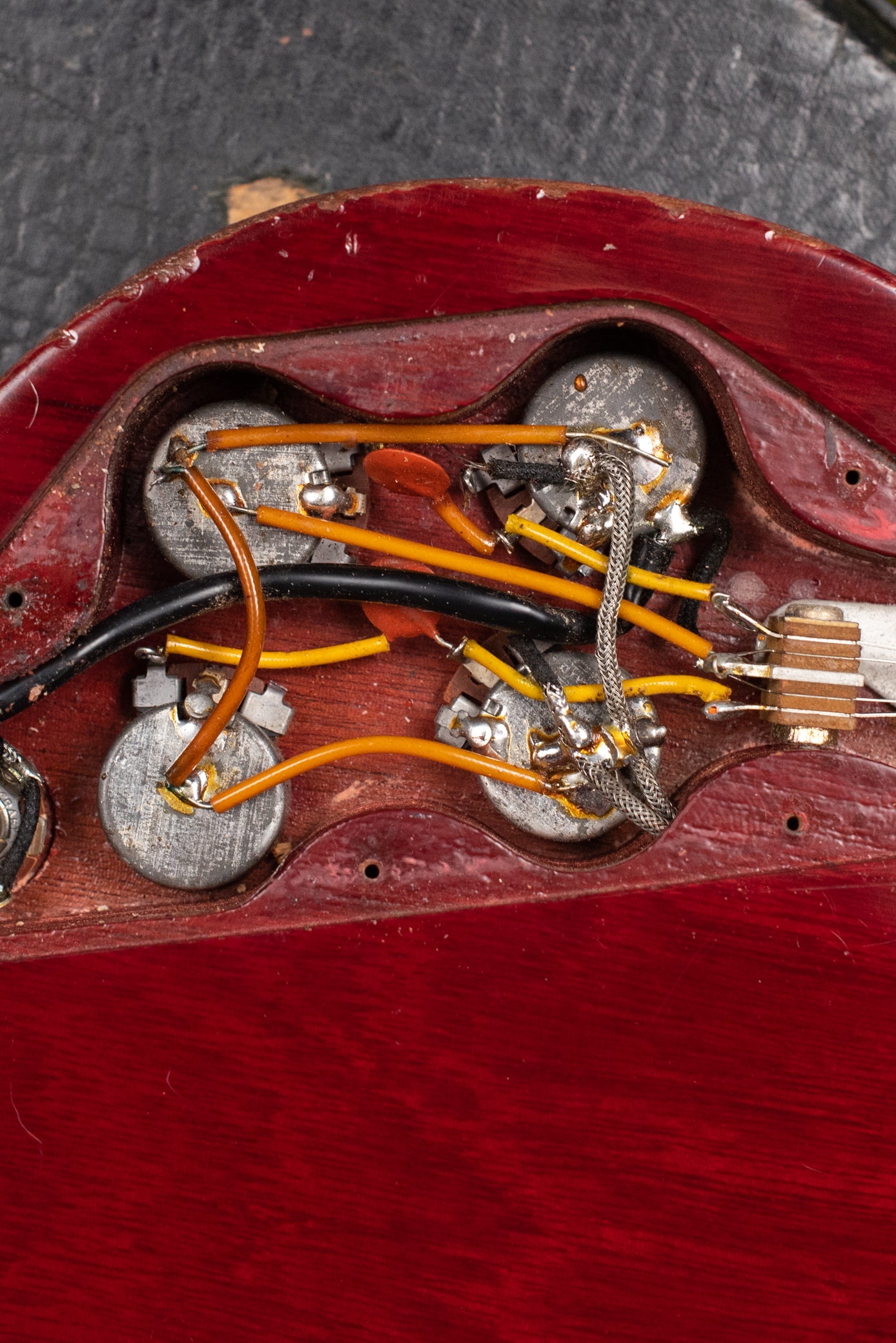 1961 Gibson Les Paul Standard control cavity, potentiometers