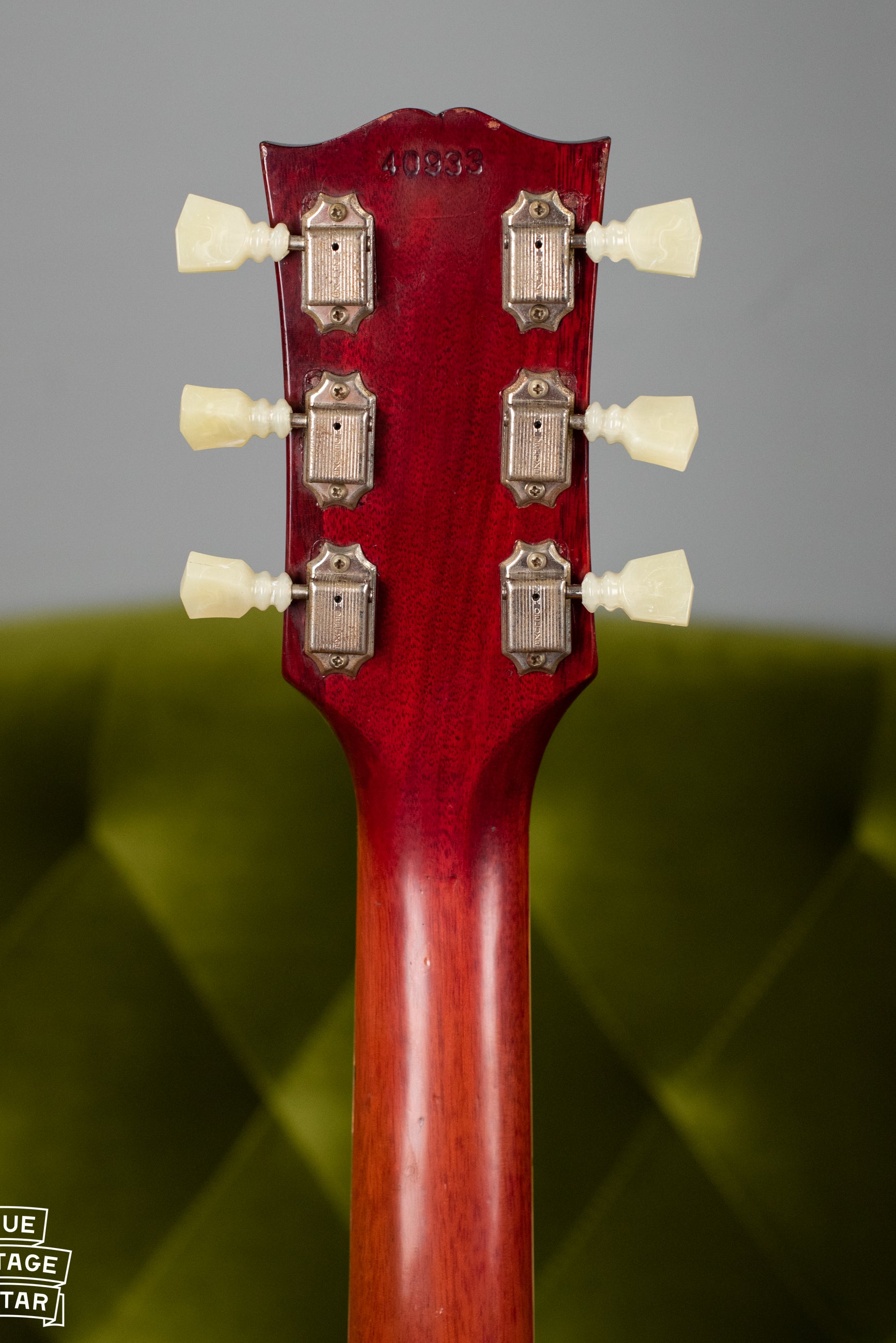 1961 Gibson Les Paul Standard headstock, single line Kluson tuners
