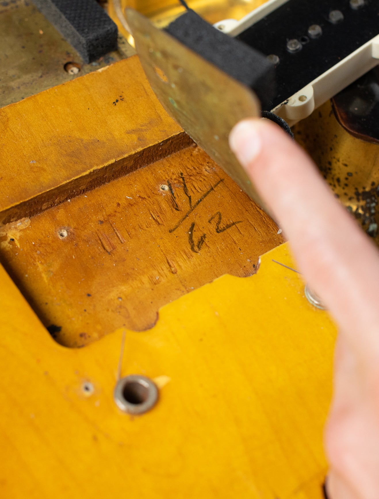 Bridge pickup pencil date "11/62" November 1962, Fender Jazzmaster electric guitar