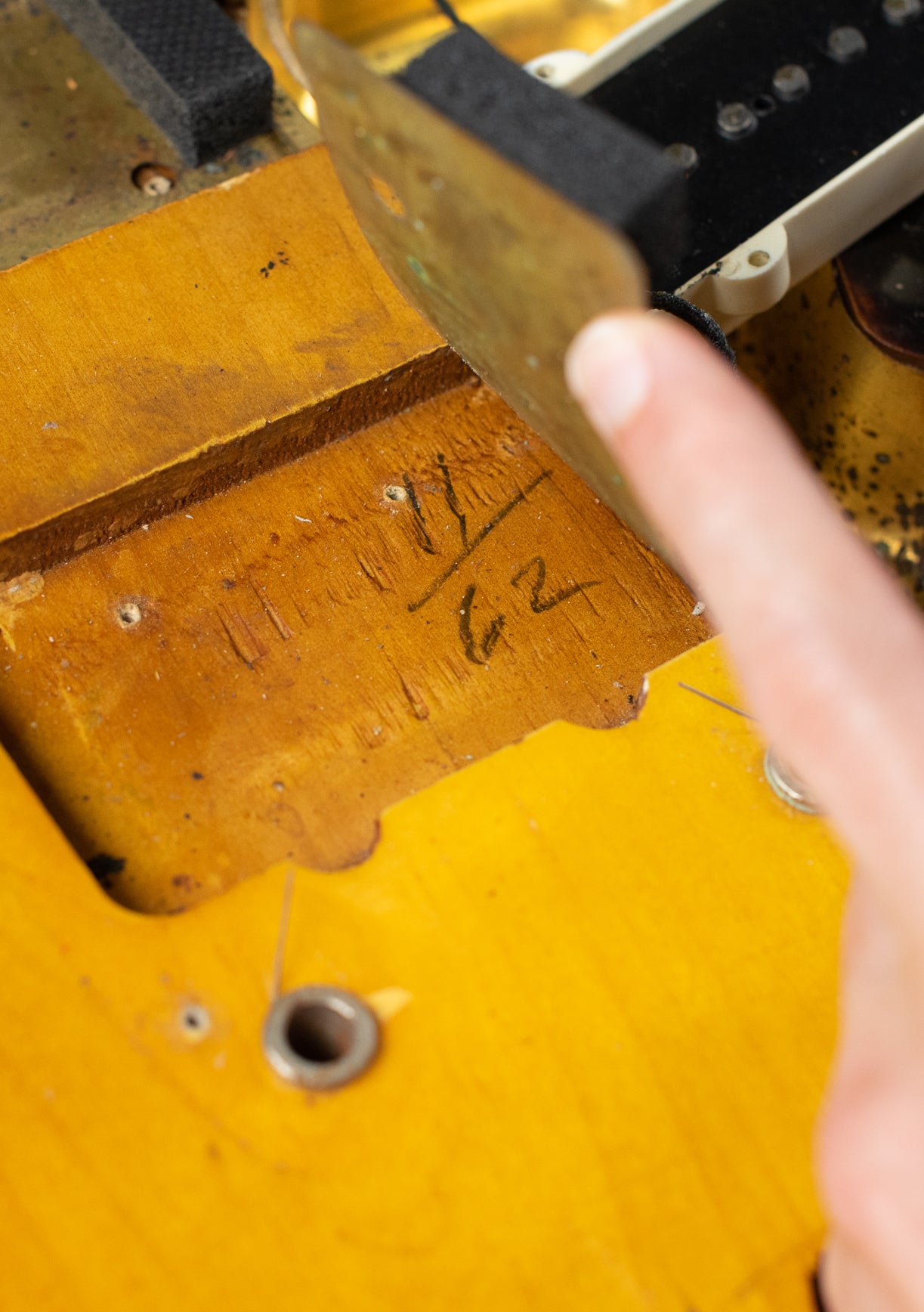 Bridge pickup pencil date "11/62" November 1962, Fender Jazzmaster electric guitar