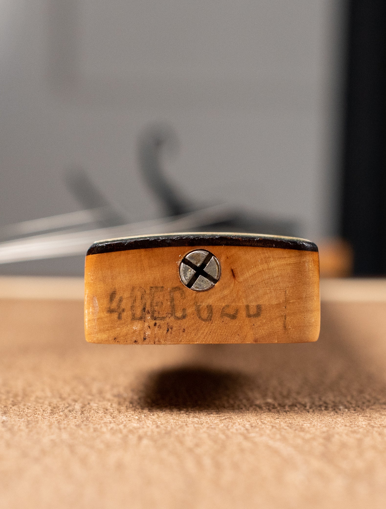 Neck heel date stamp, "4DEC62B", 1963 Fender Jazzmaster guitar