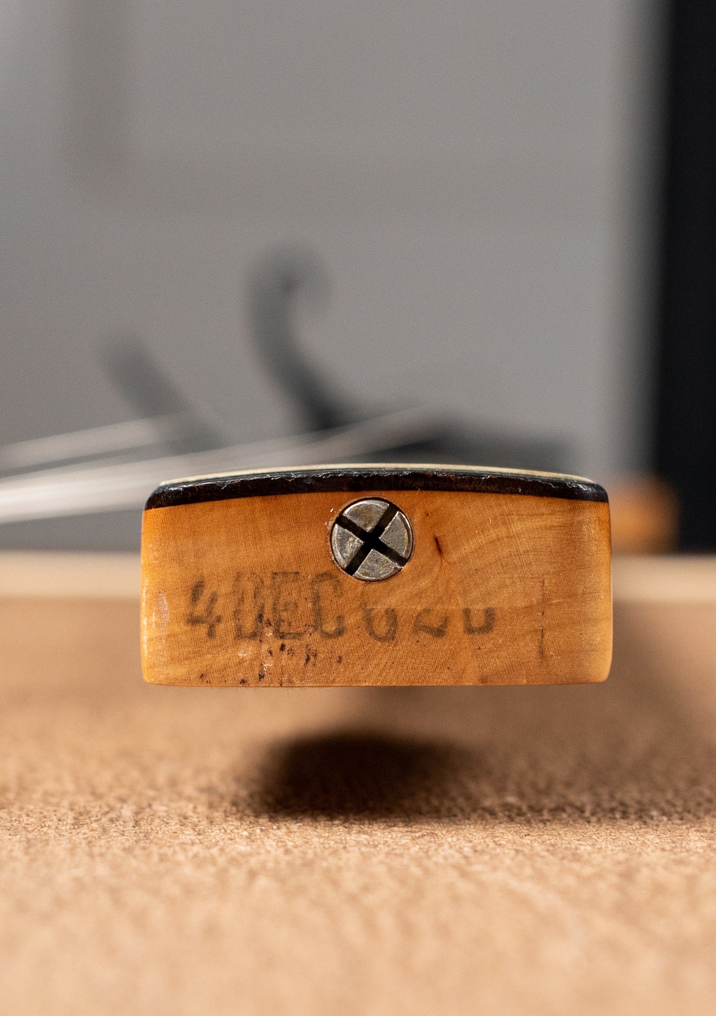 Neck heel date stamp, "4DEC62B", 1963 Fender Jazzmaster guitar