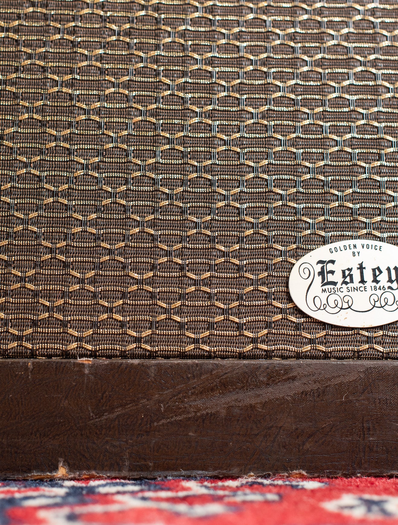 Estey badge, Vintage Magnatone Americana Custom 262B guitar amplifier
