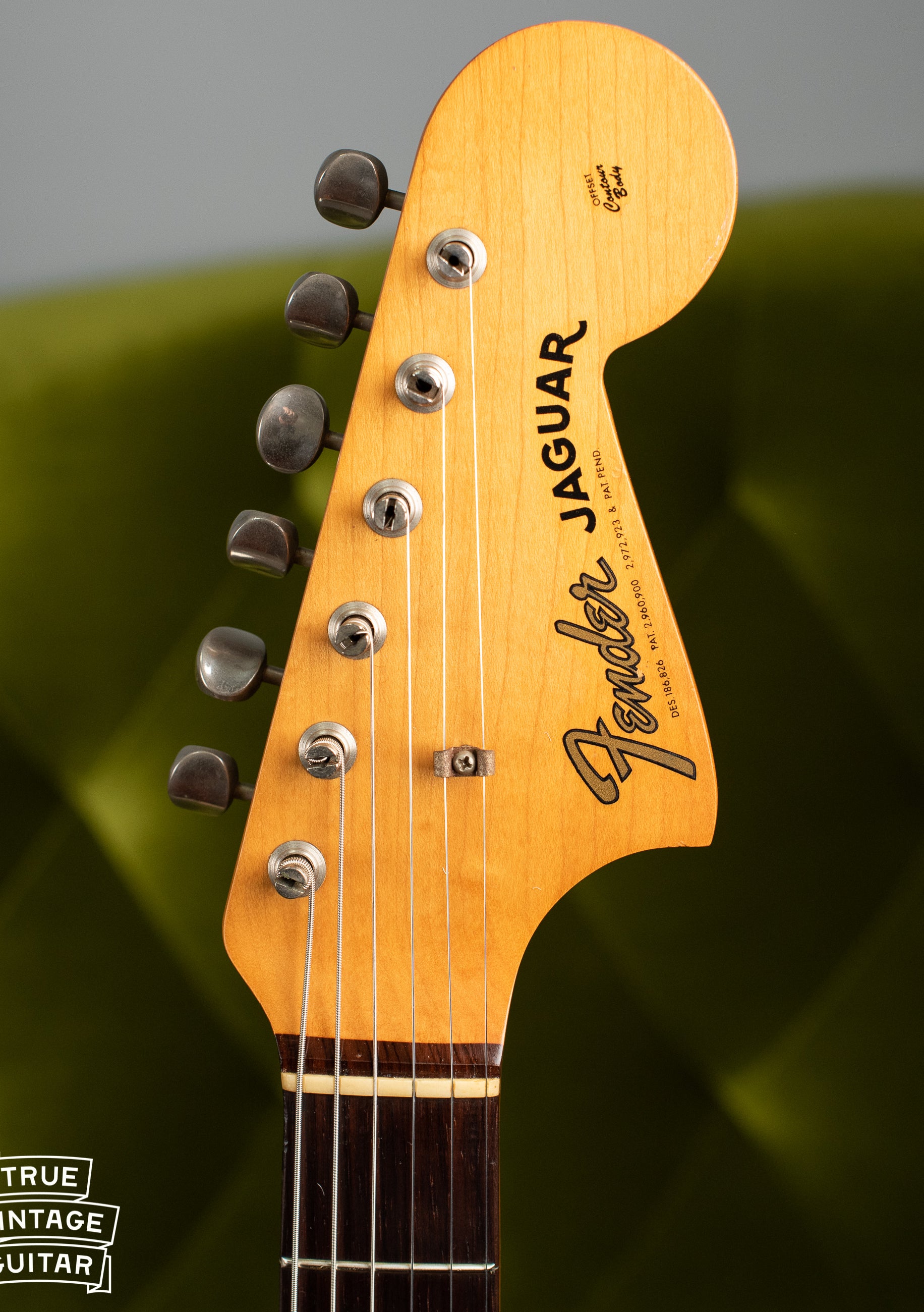 Headstock, neck, Vintage 1963 Fender Jaguar Sunburst