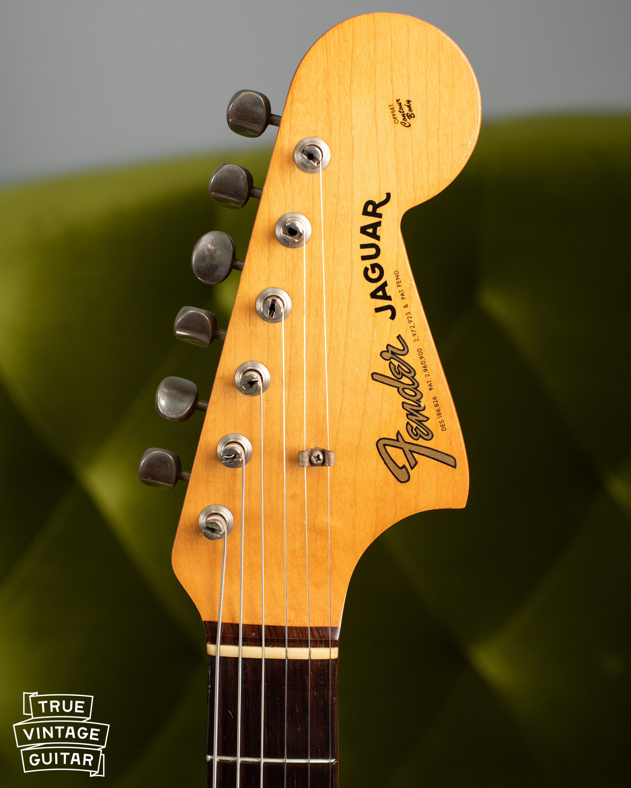 Headstock, neck, Vintage 1963 Fender Jaguar Sunburst