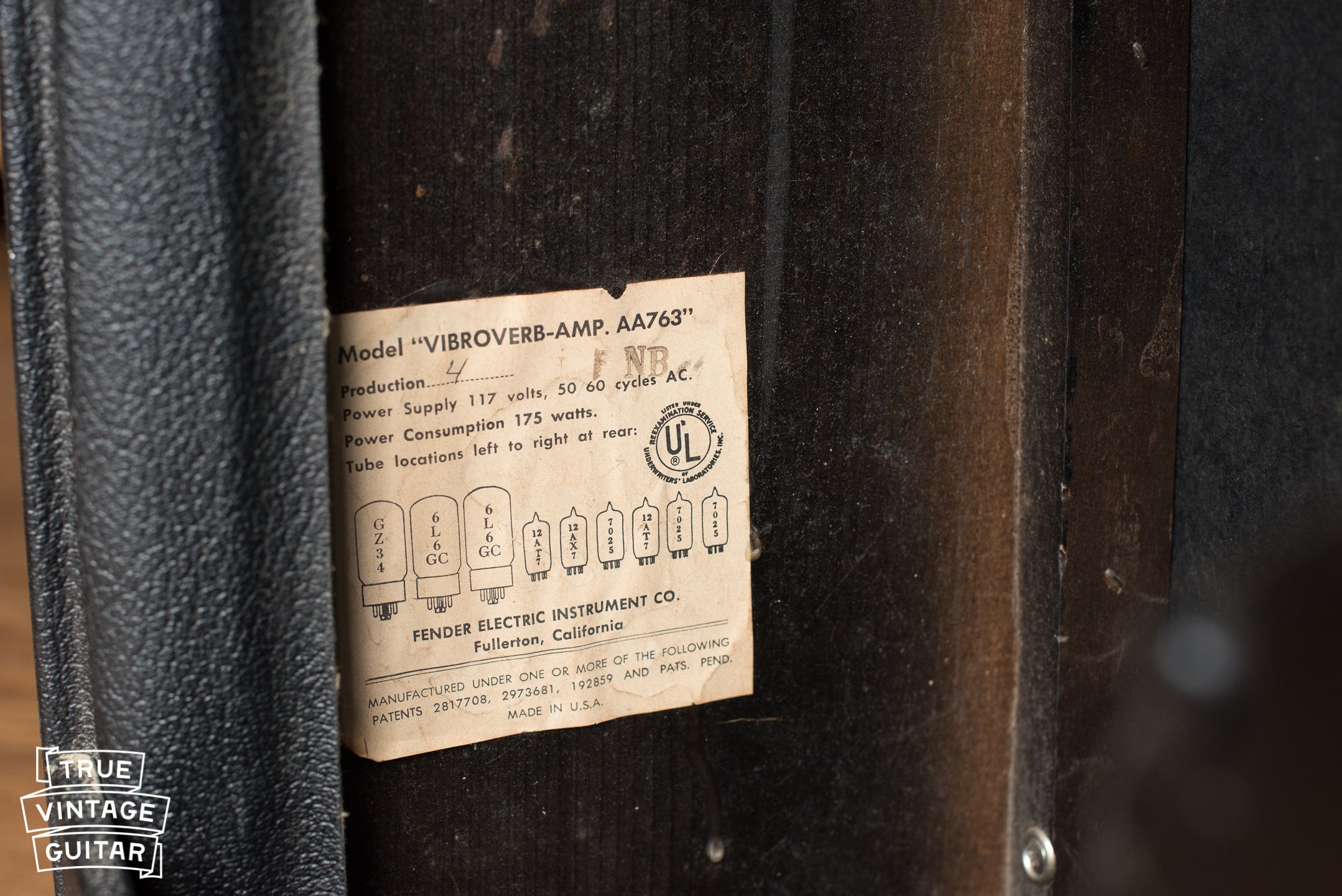 Tube chart, 1964 Fender Vibroverb