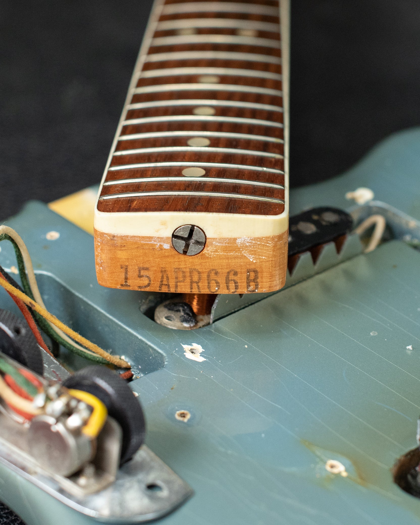 Fender neck heel date stamp 15APR66B