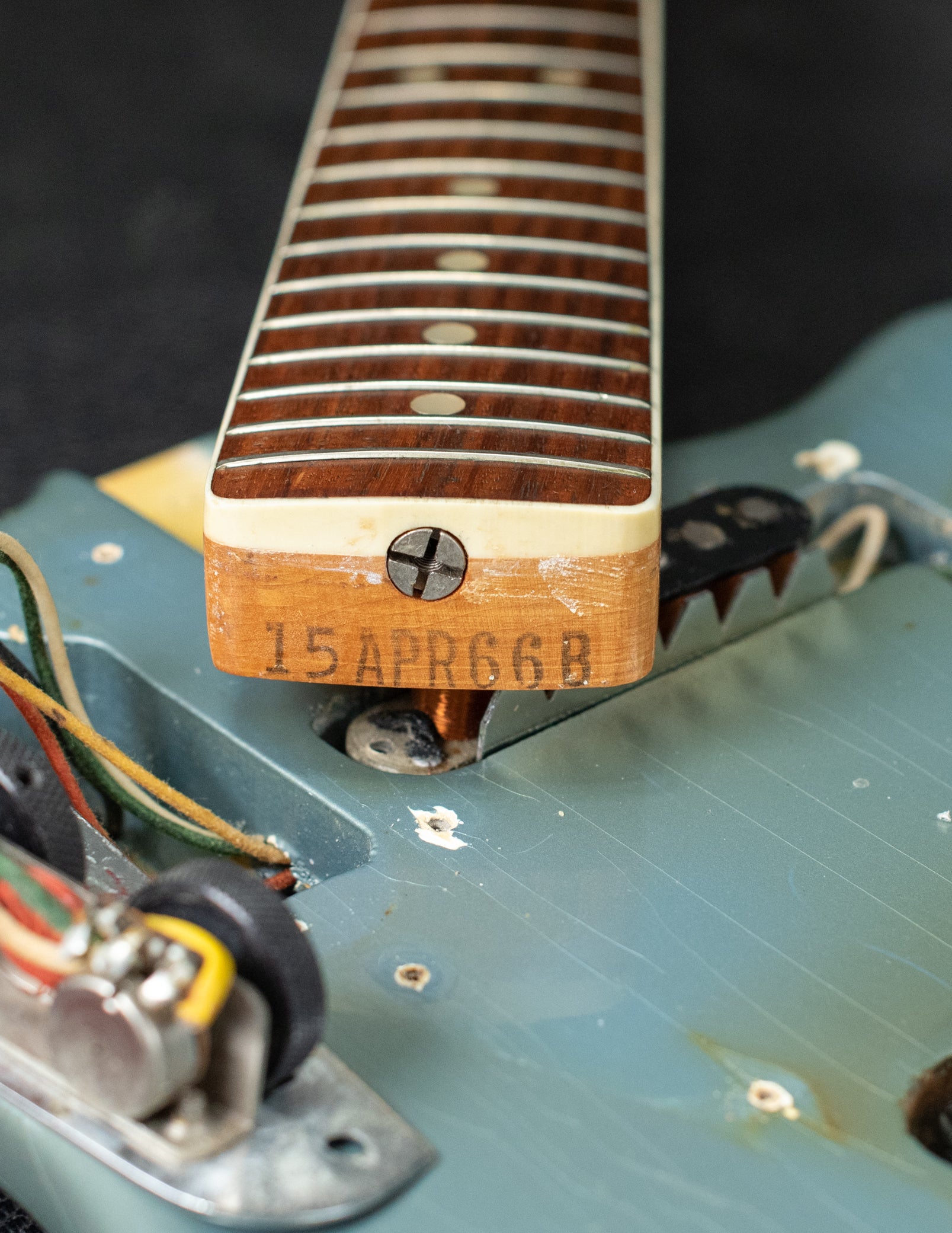 Fender neck heel date stamp 15APR66B
