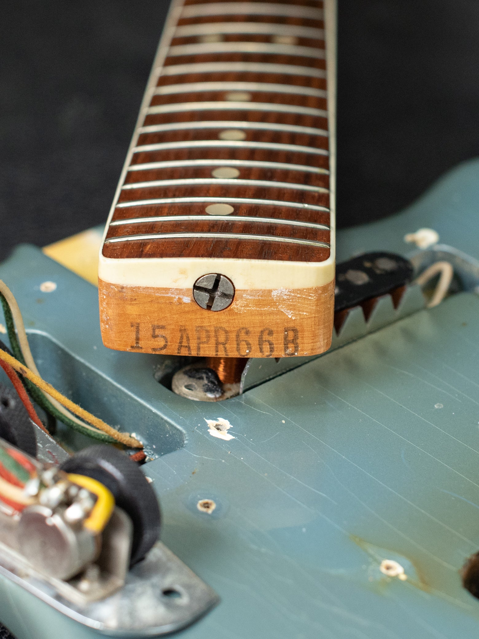 Fender neck heel date stamp 15APR66B