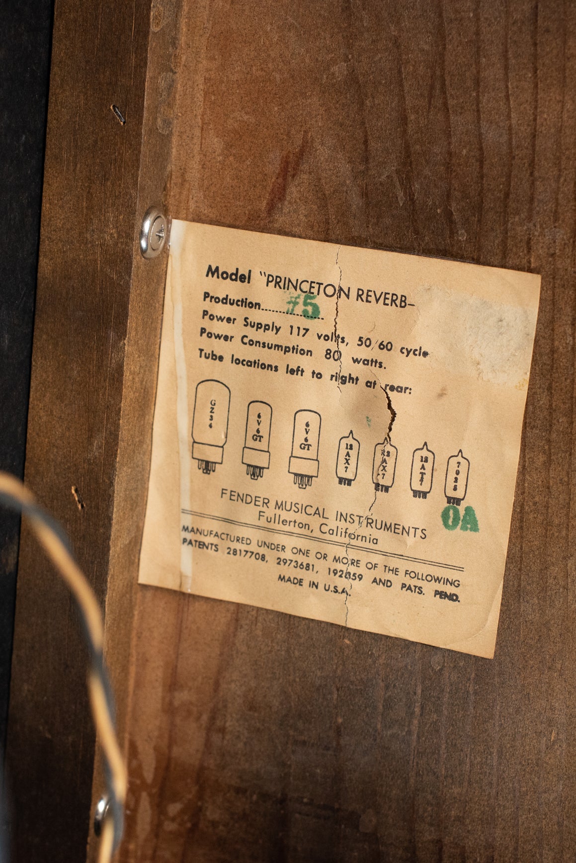 Tube chart OA January 1965