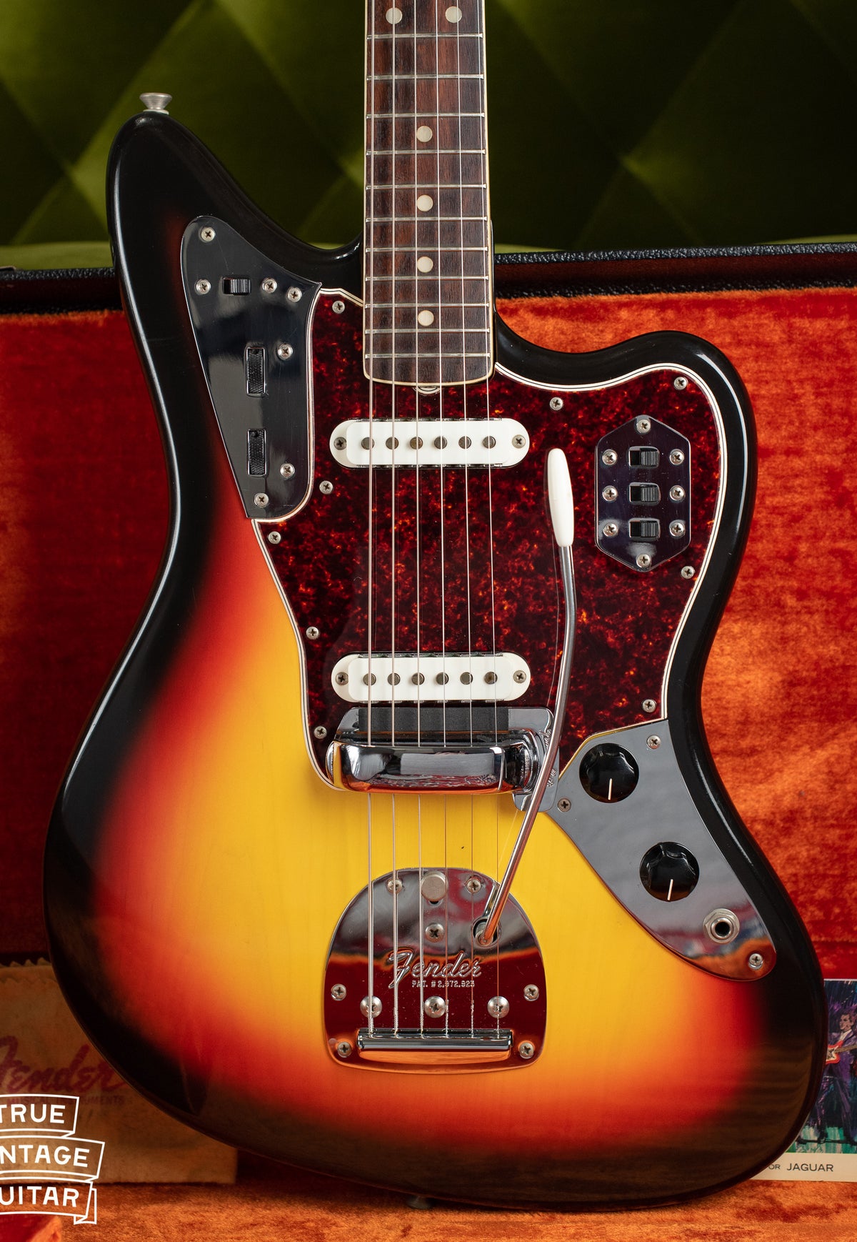 Vintage 1966 Fender Jaguar electric guitar, Sunburst finish