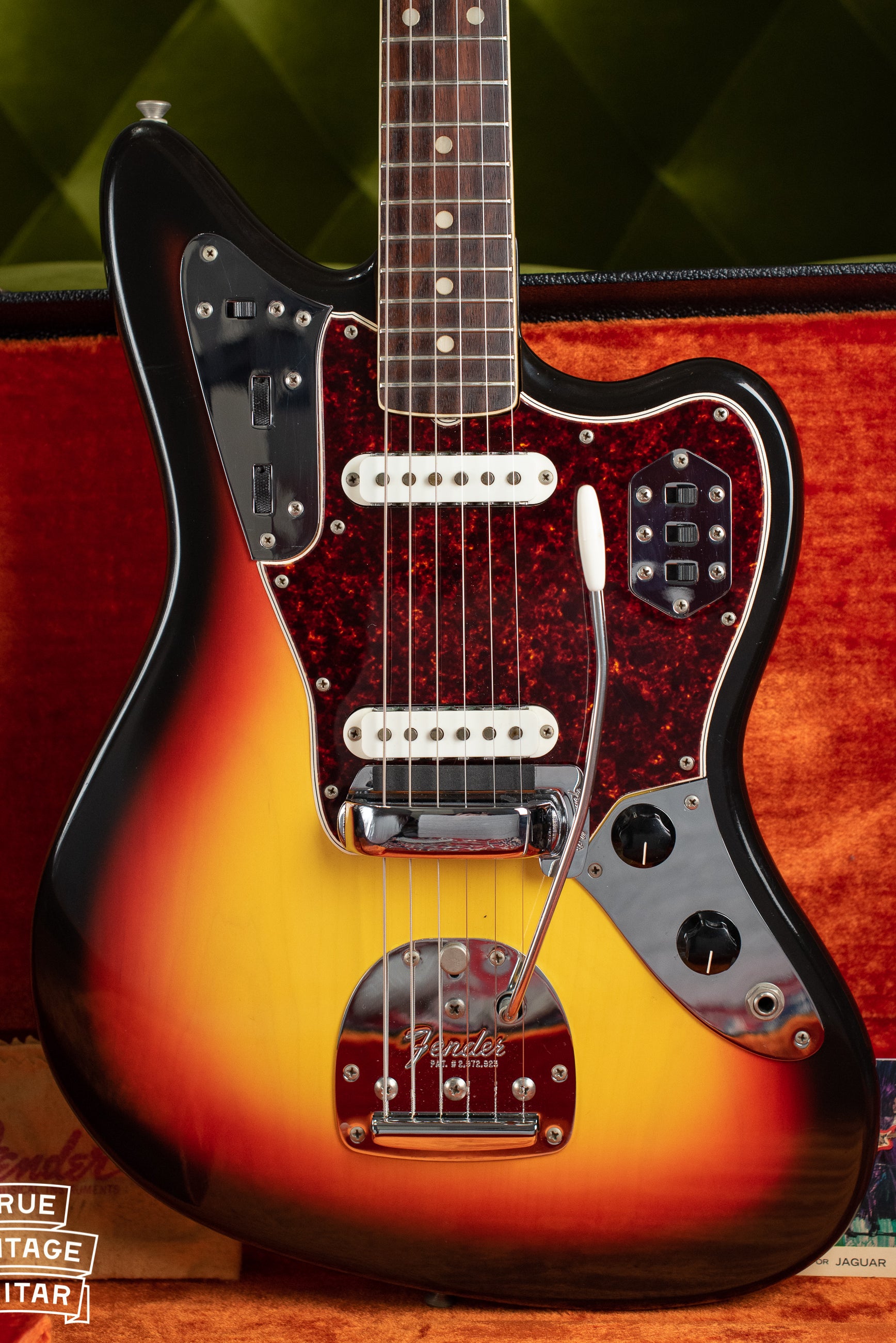Vintage 1966 Fender Jaguar electric guitar, Sunburst finish