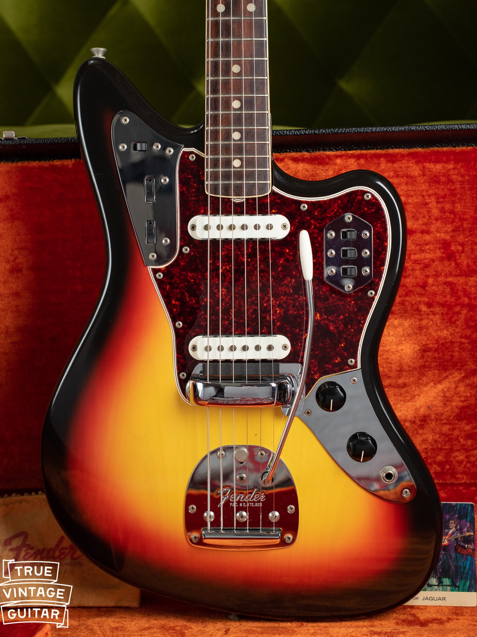 Vintage 1966 Fender Jaguar electric guitar, Sunburst finish
