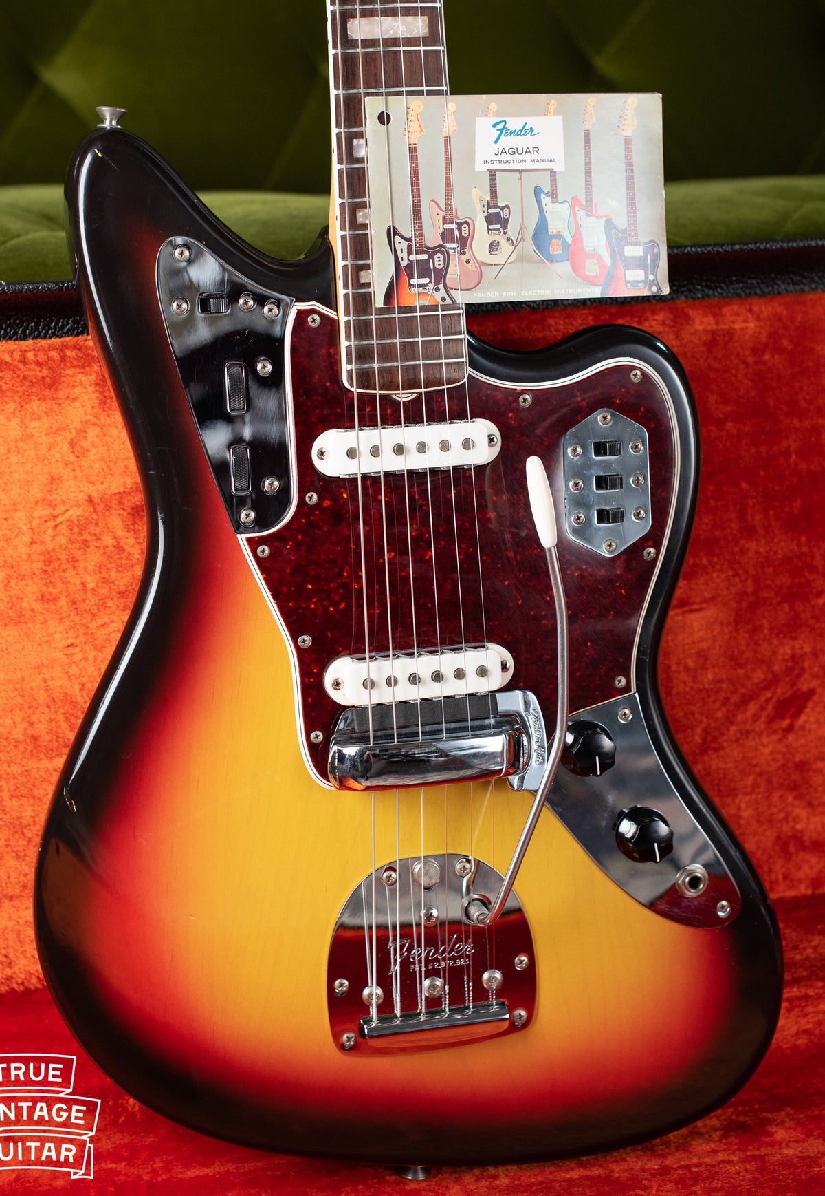 Original tag, instruction manual, Vintage 1966 Fender Jaguar Sunburst