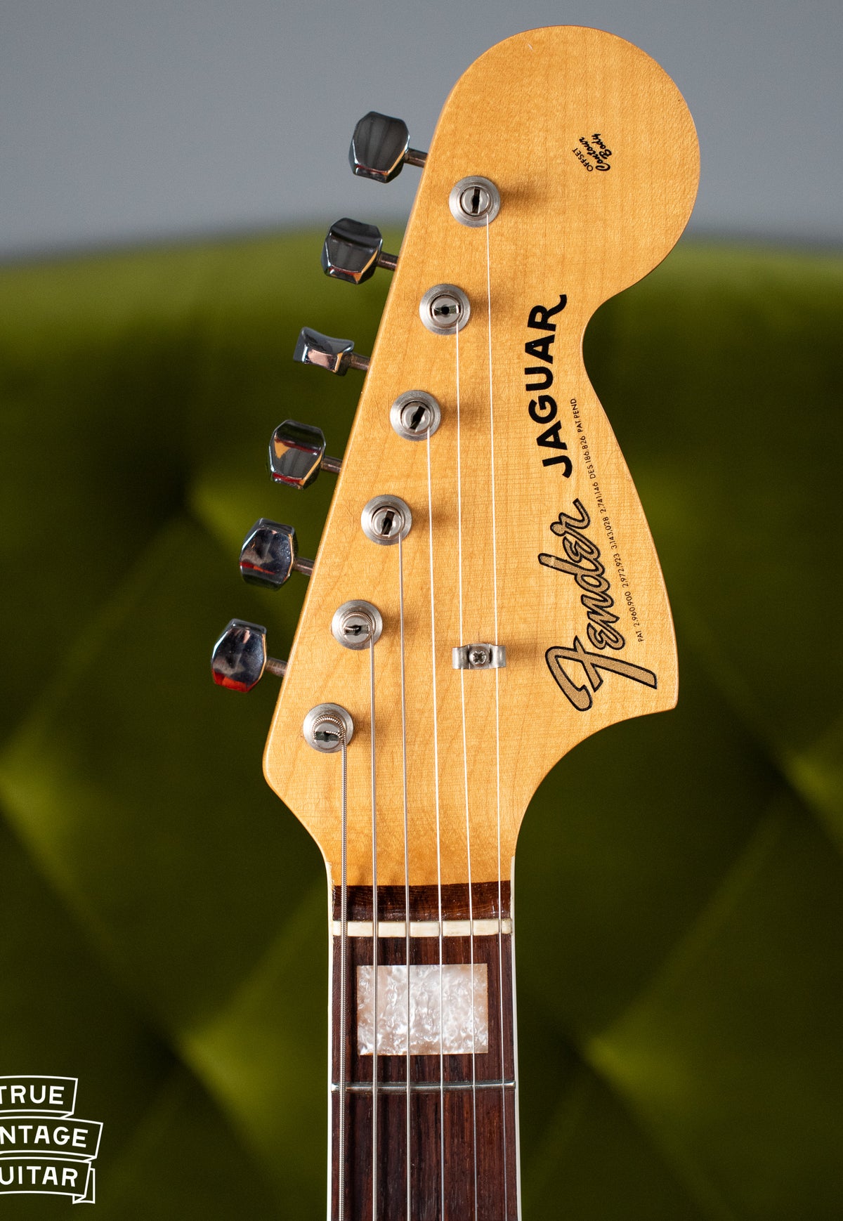 Headstock, Vintage 1966 Fender Jaguar Sunburst
