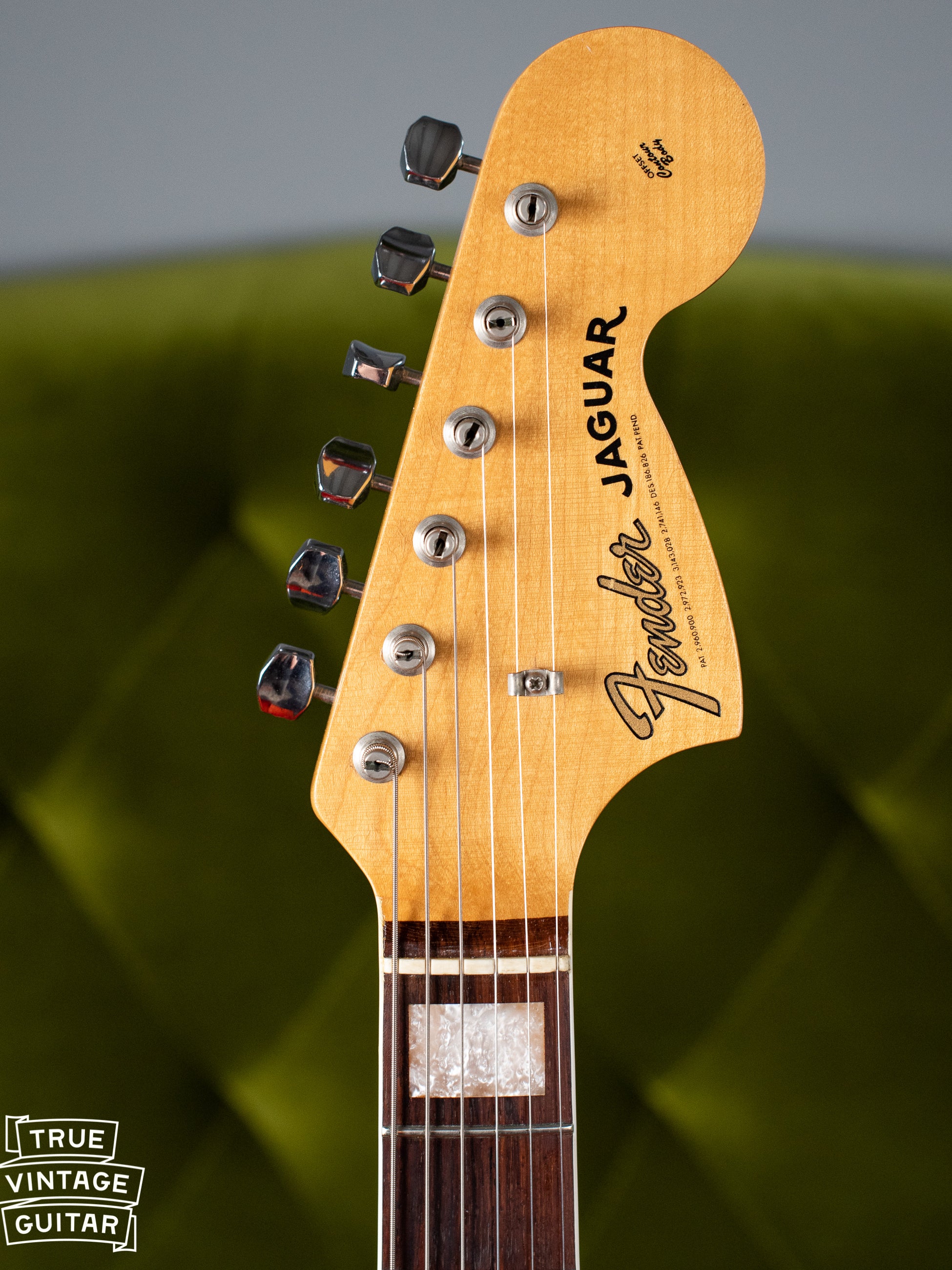 Headstock, Vintage 1966 Fender Jaguar Sunburst