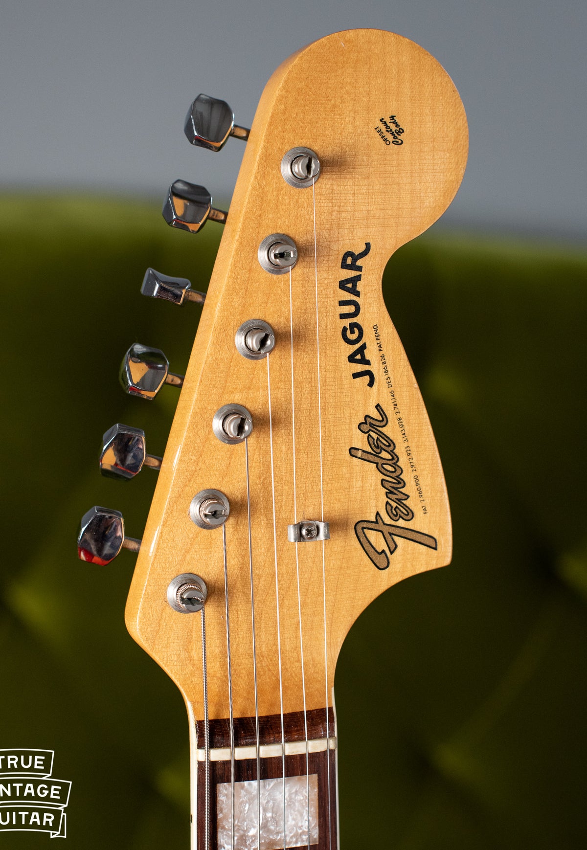 Headstock, Vintage 1966 Fender Jaguar Sunburst