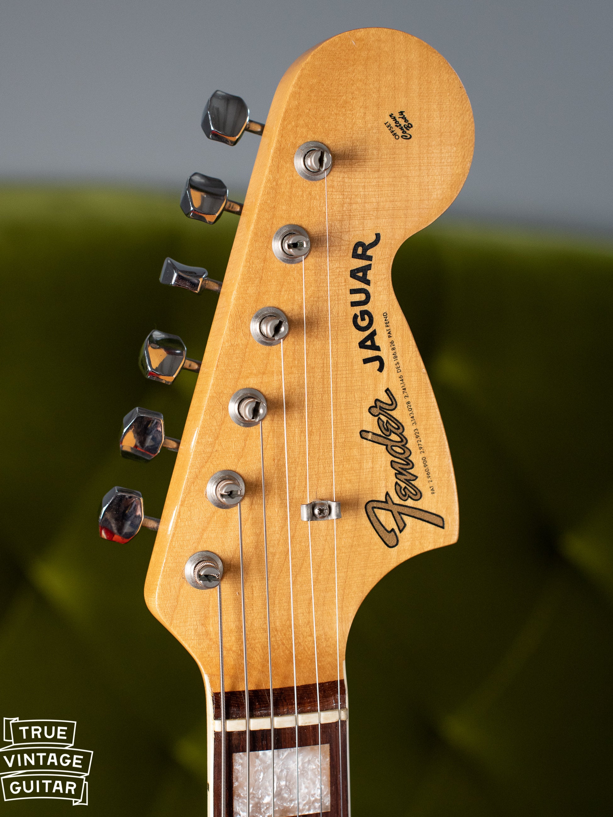 Headstock, Vintage 1966 Fender Jaguar Sunburst