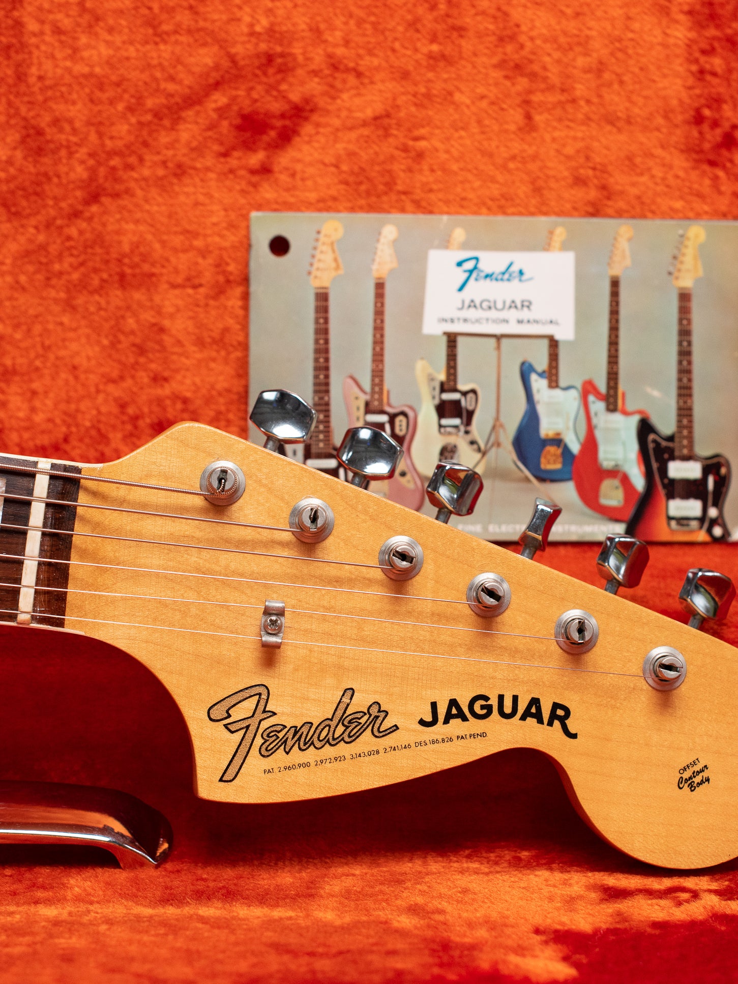 headstock, Vintage 1966 Fender Jaguar Sunburst
