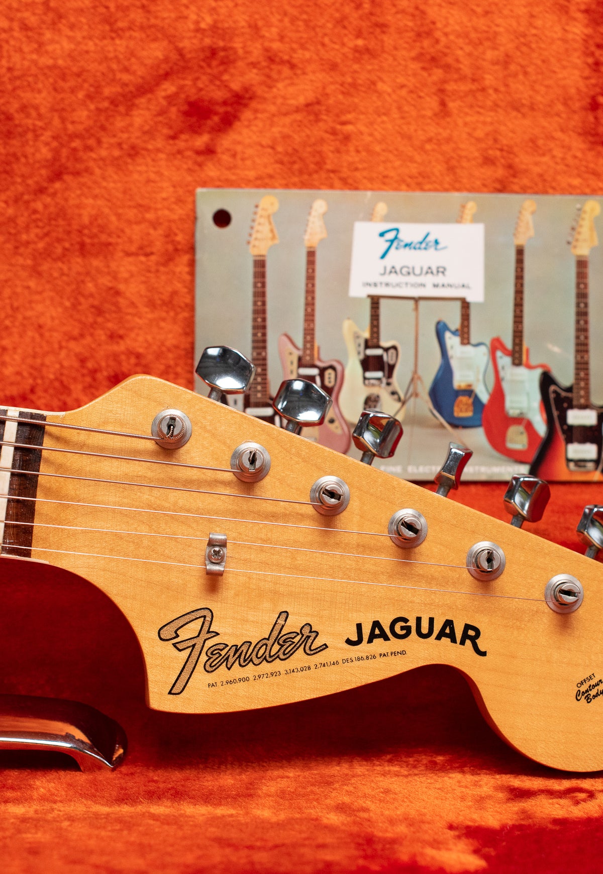 headstock, Vintage 1966 Fender Jaguar Sunburst