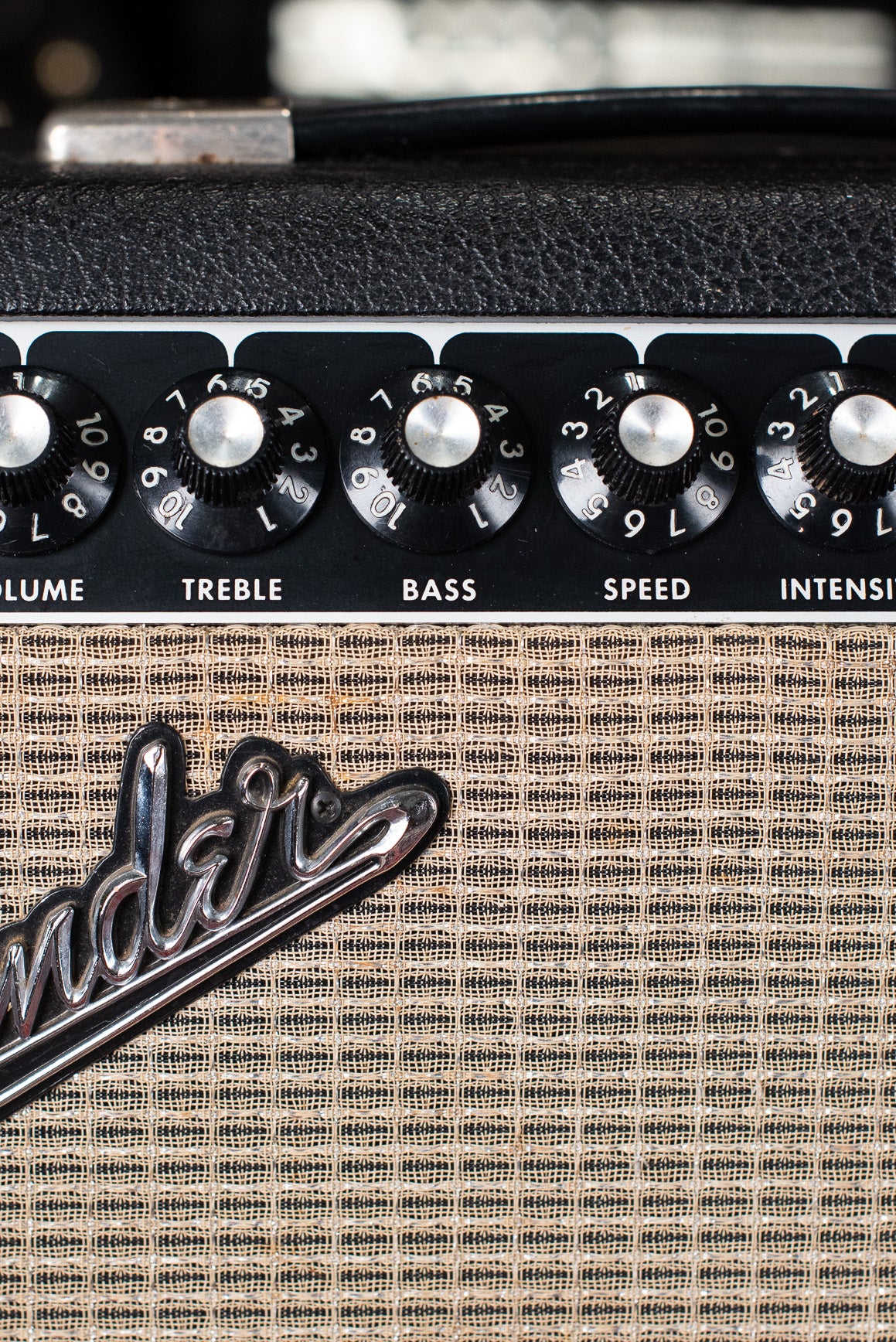 Fender guitar amplifier knobs, raised logo