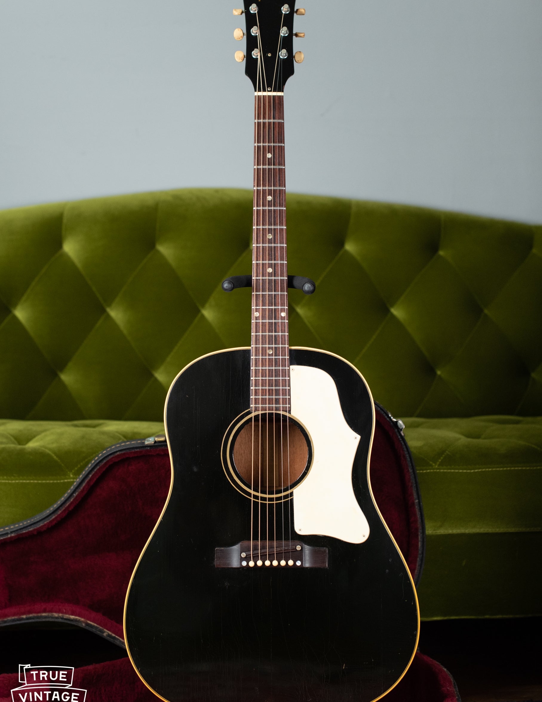 1960s Gibson J-45 guitar black with white pickguard