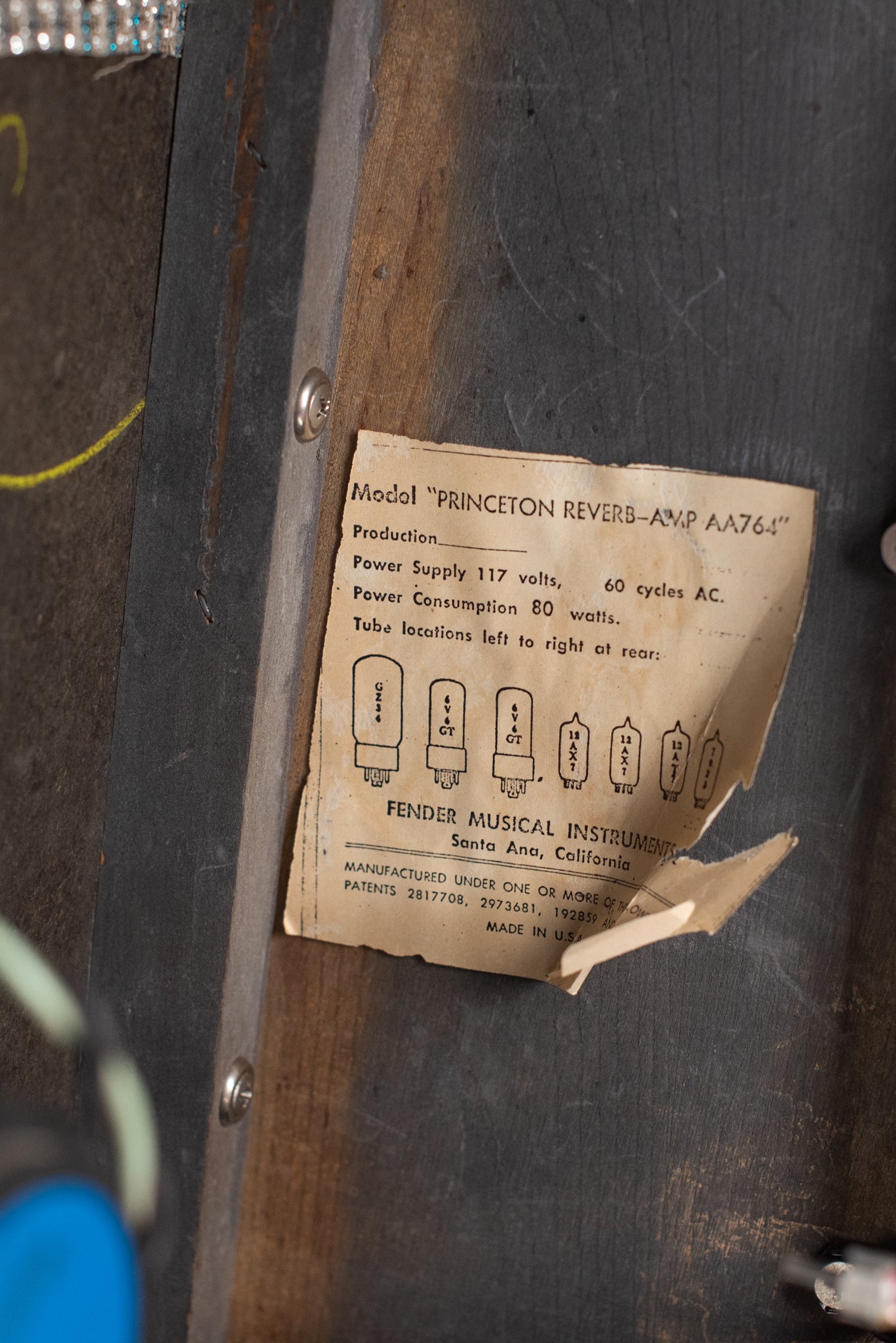 tube chart 1970 Fender Princeton Reverb