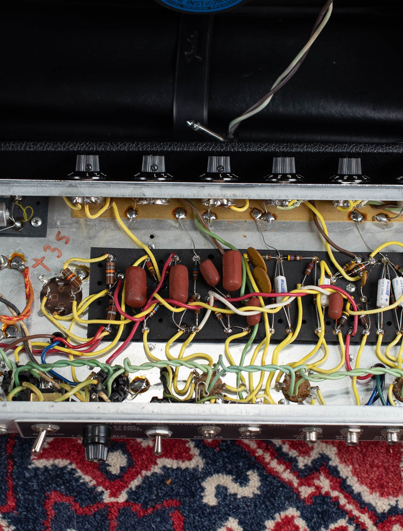 Chassis, circuit board, point to point wiring, 1970 Fender Princeton Reverb