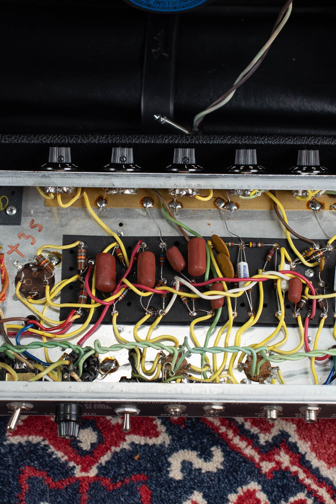 Chassis, circuit board, point to point wiring, 1970 Fender Princeton Reverb