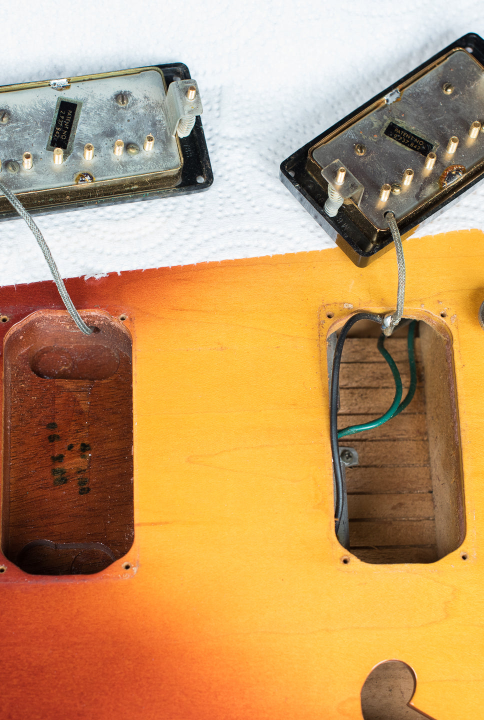 Pickup cavities, Vintage 1972 Gibson ES-345 Stereo Sunburst