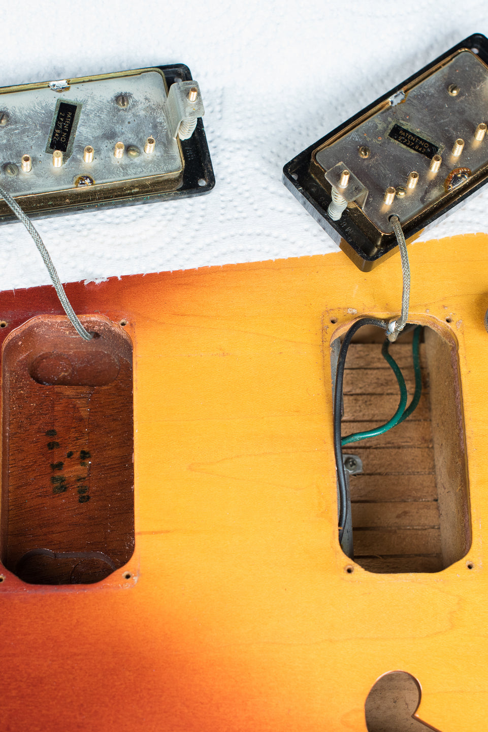 Pickup cavities, Vintage 1972 Gibson ES-345 Stereo Sunburst