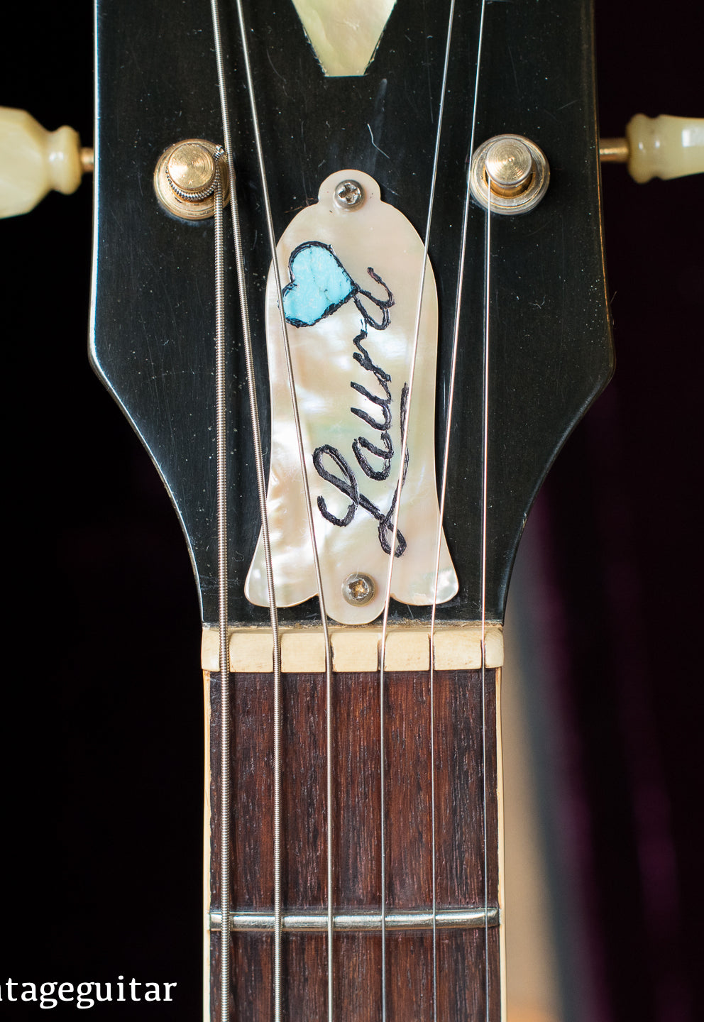 Custom abalone shell and turquoise stone truss rod cover, Vintage 1972 Gibson ES-345 Stereo Sunburst