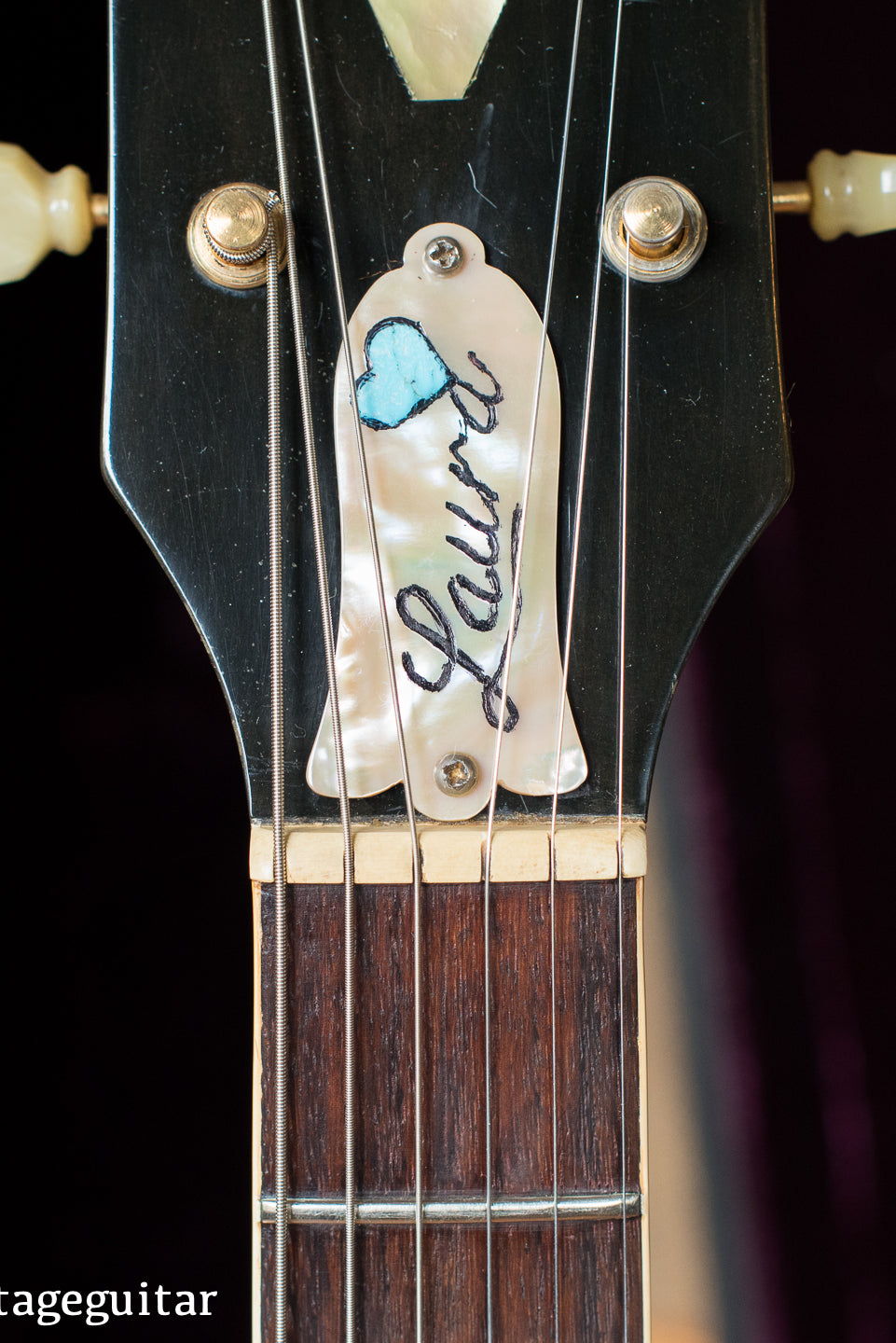 Custom abalone shell and turquoise stone truss rod cover, Vintage 1972 Gibson ES-345 Stereo Sunburst