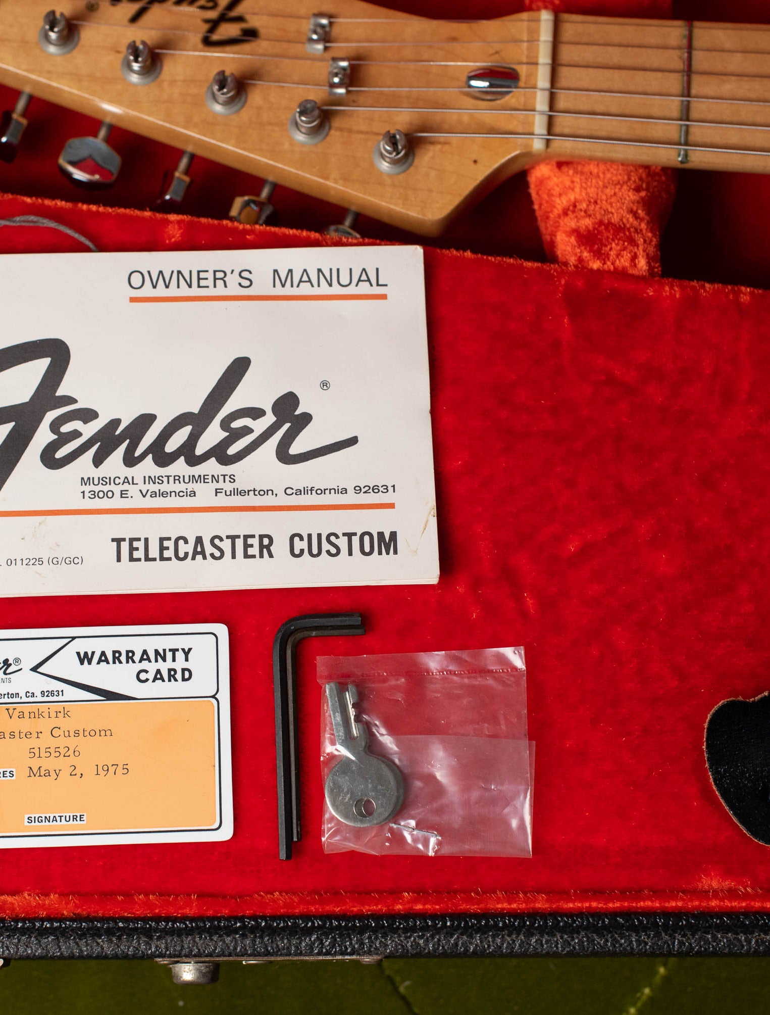 Owner's manual, hang tag, warranty card, 1973 Fender Telecaster Custom