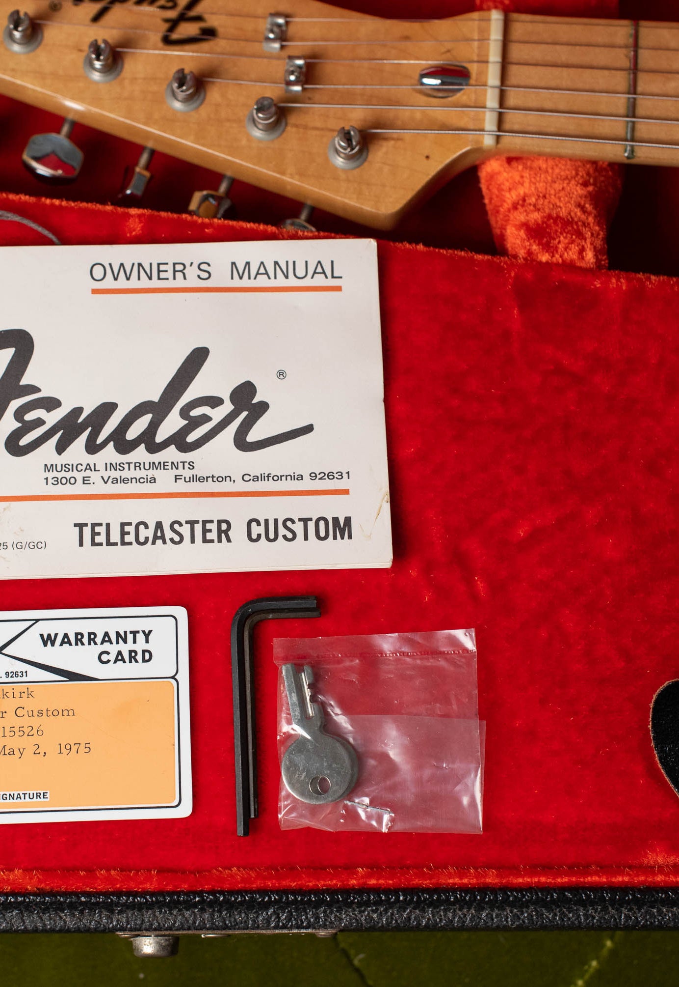 Owner's manual, hang tag, warranty card, 1973 Fender Telecaster Custom