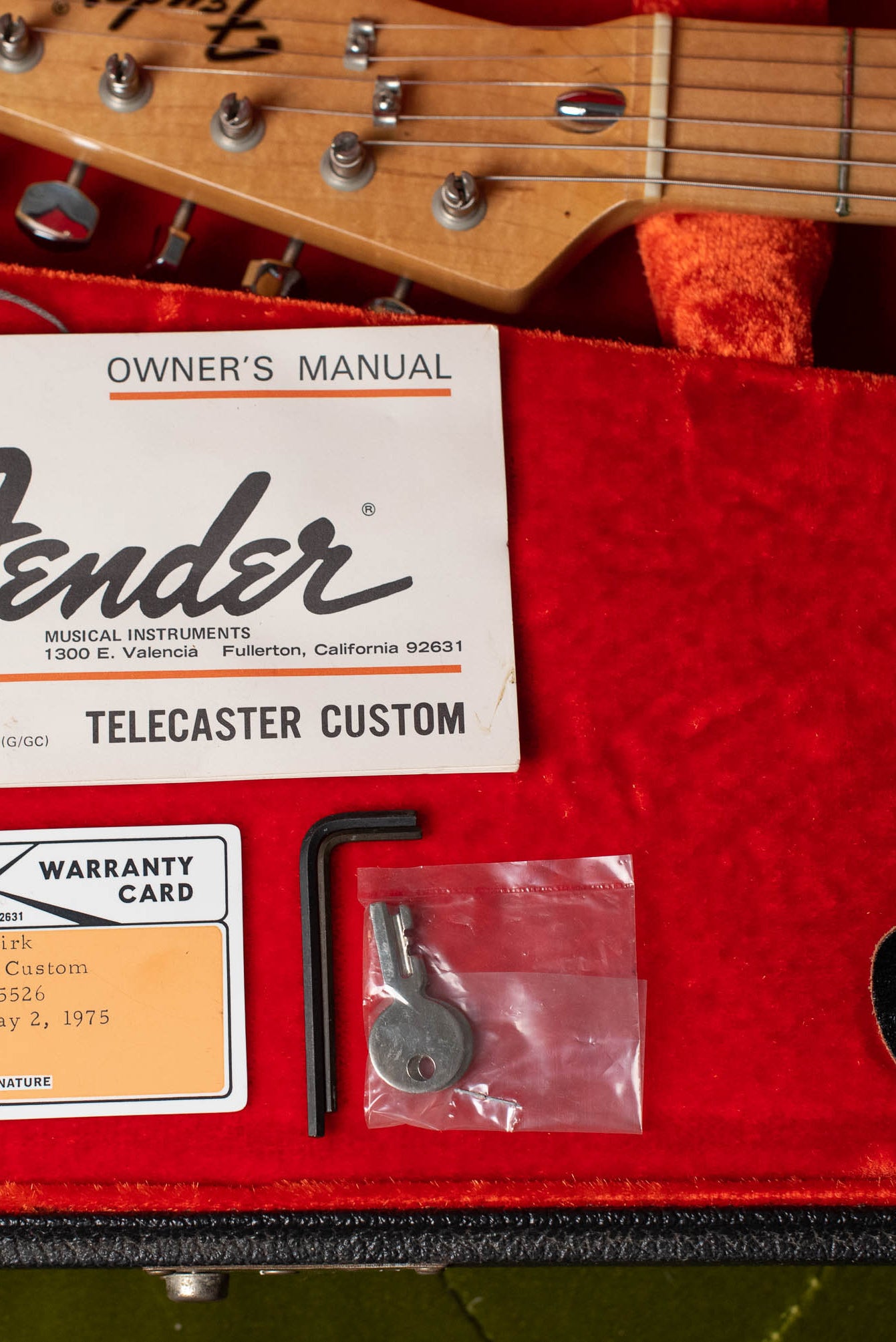 Owner's manual, hang tag, warranty card, 1973 Fender Telecaster Custom
