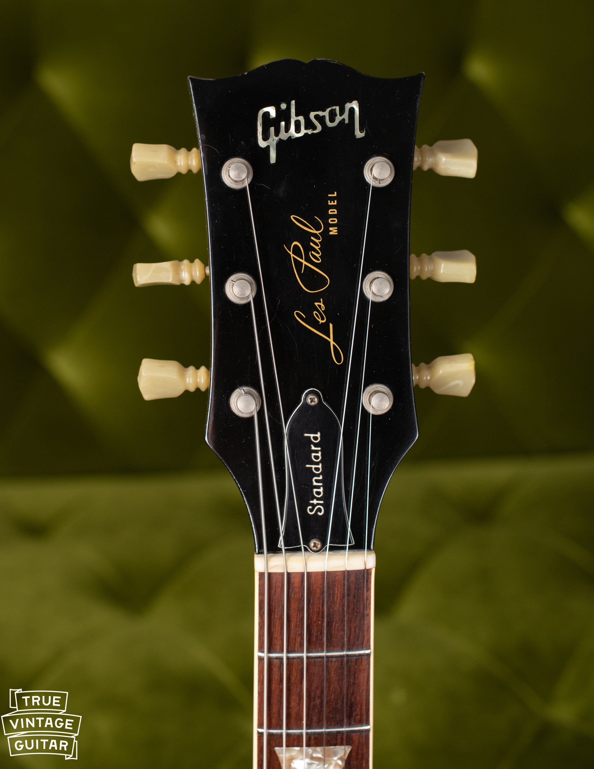 Headstock, small font Standard truss rod cover