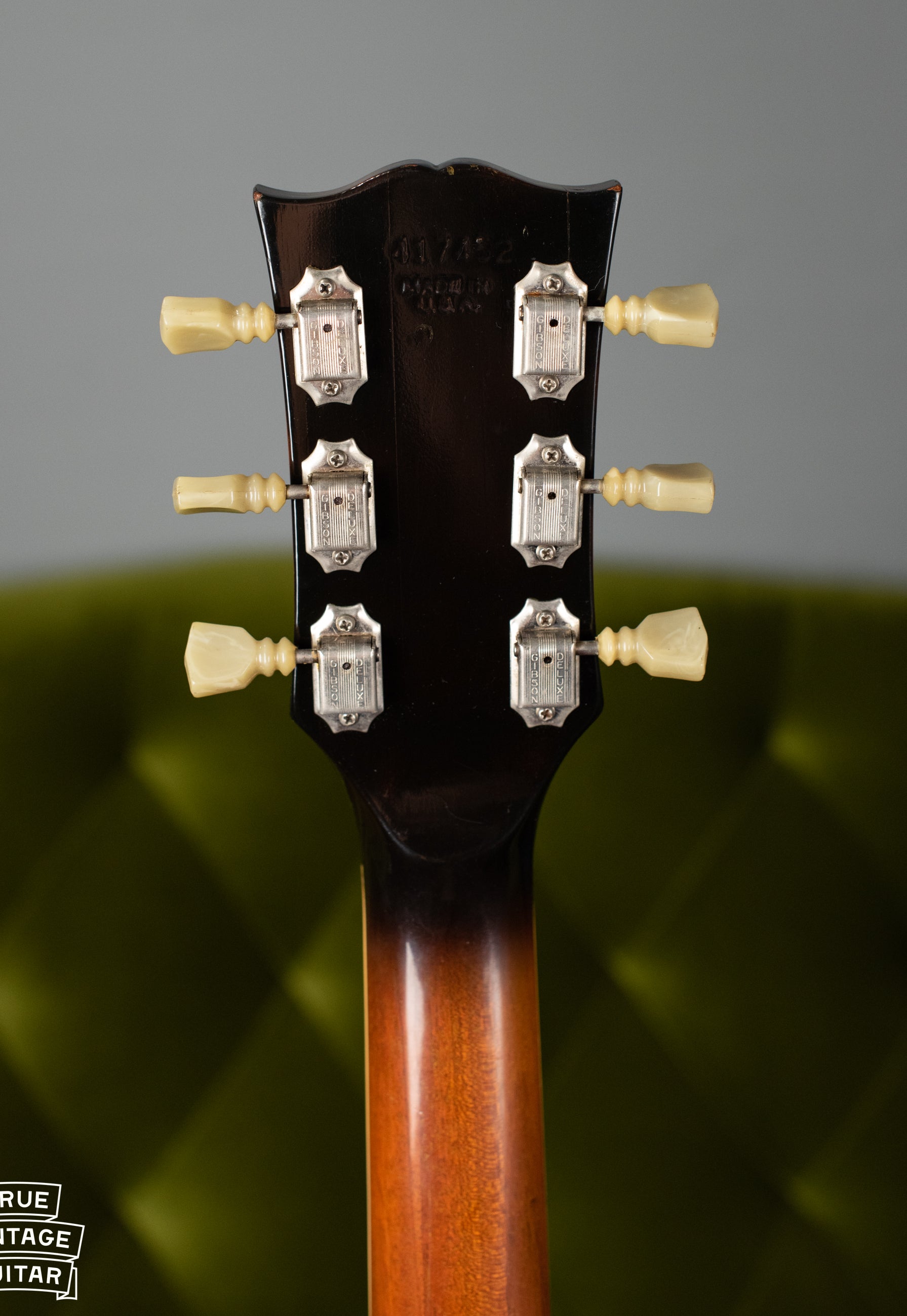 Sunburst back of headstock, tuners