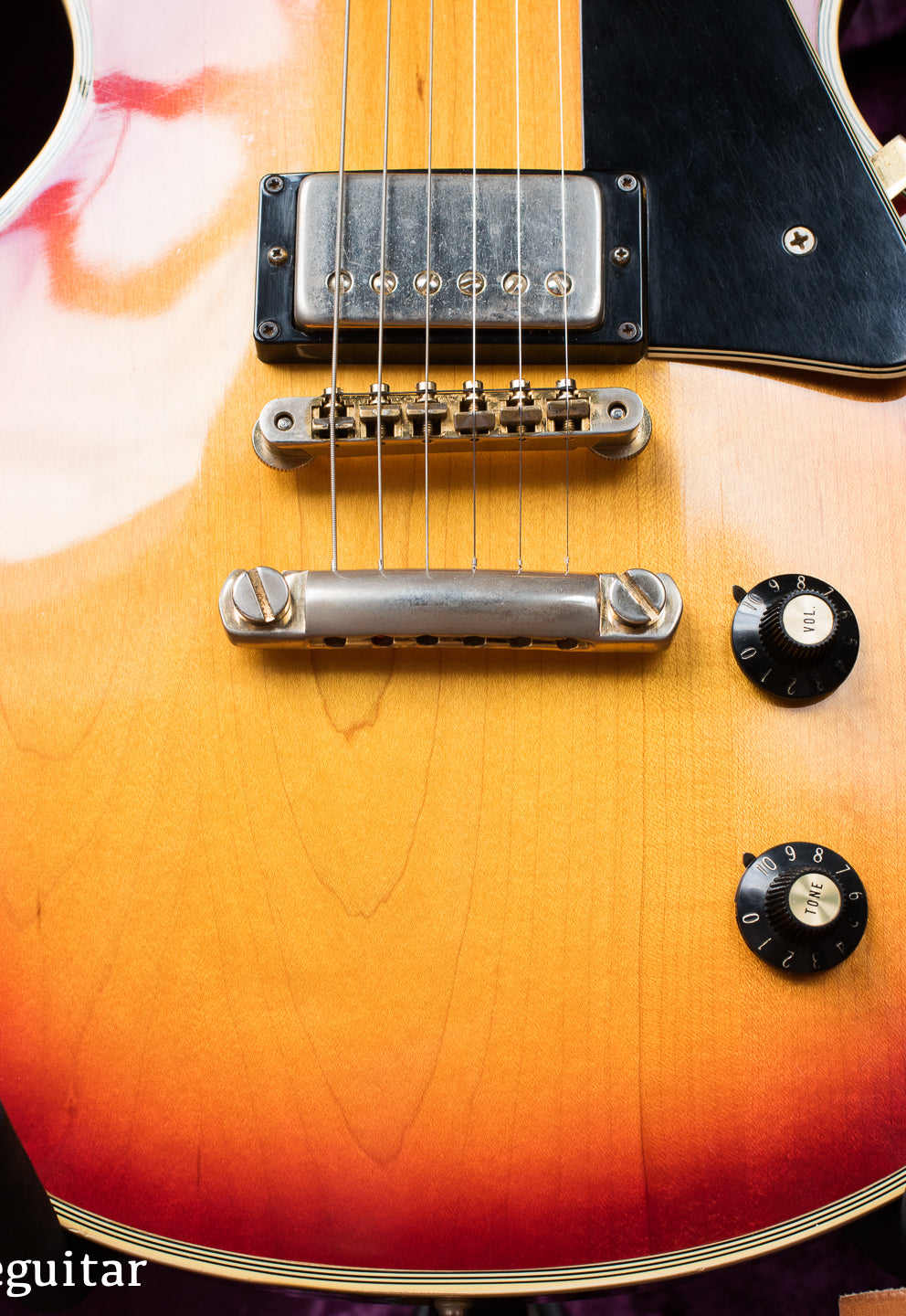 Stop bar tailpiece, Vintage 1974 Gibson Les Paul Custom Cherry Sunburst