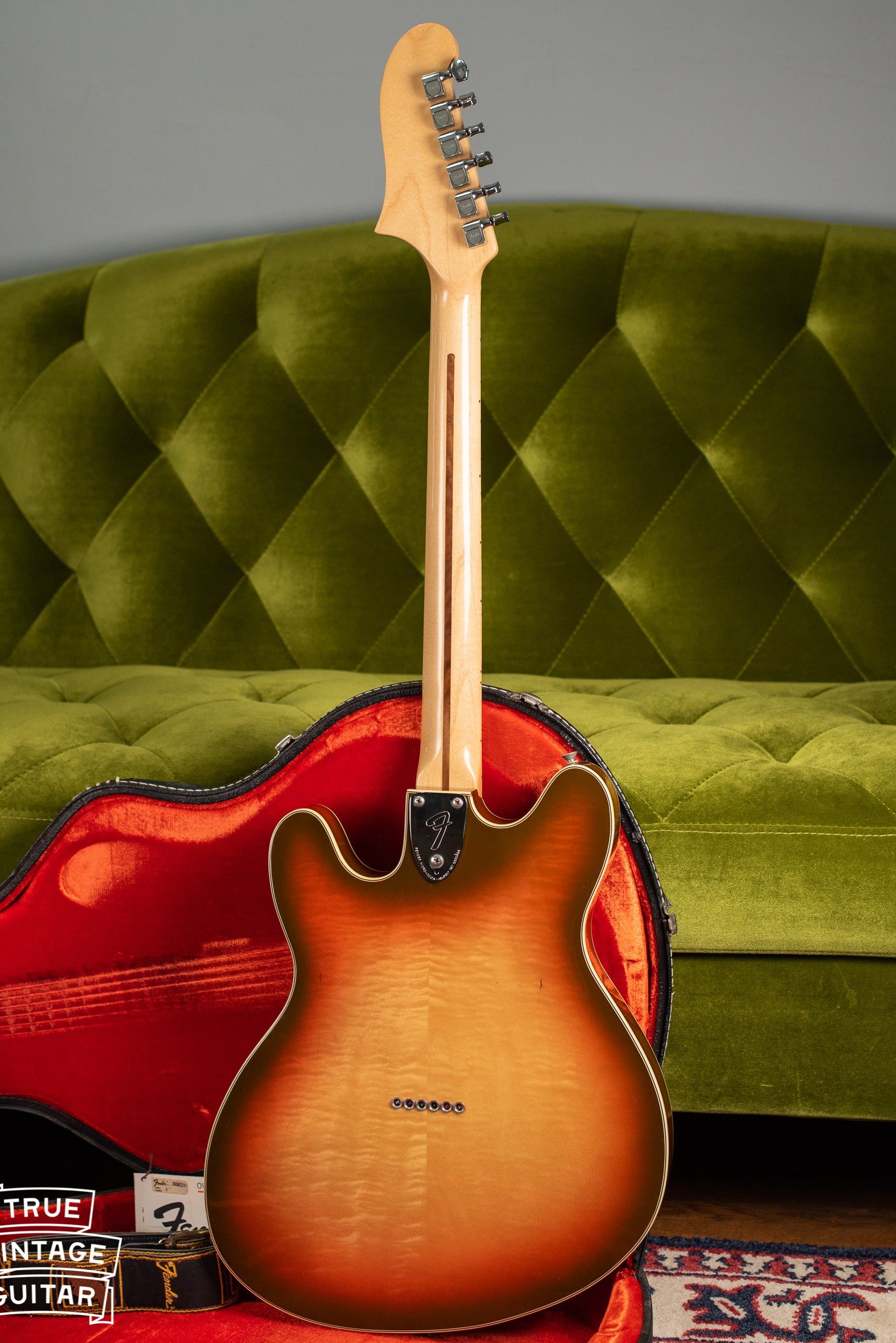 back, Vintage 1976 Fender Starcaster Sunburst guitar