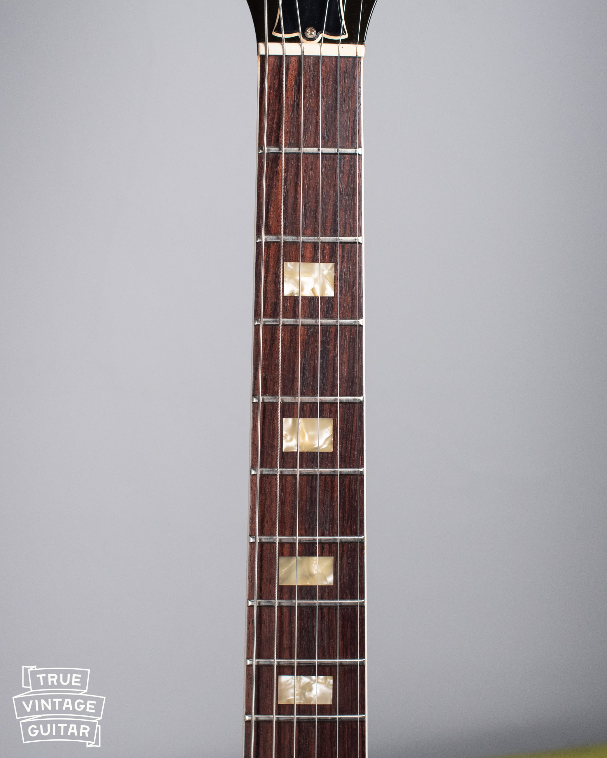 fretboard, block markers, Vintage 1977 Gibson ES-335 Walnut with Bigsby