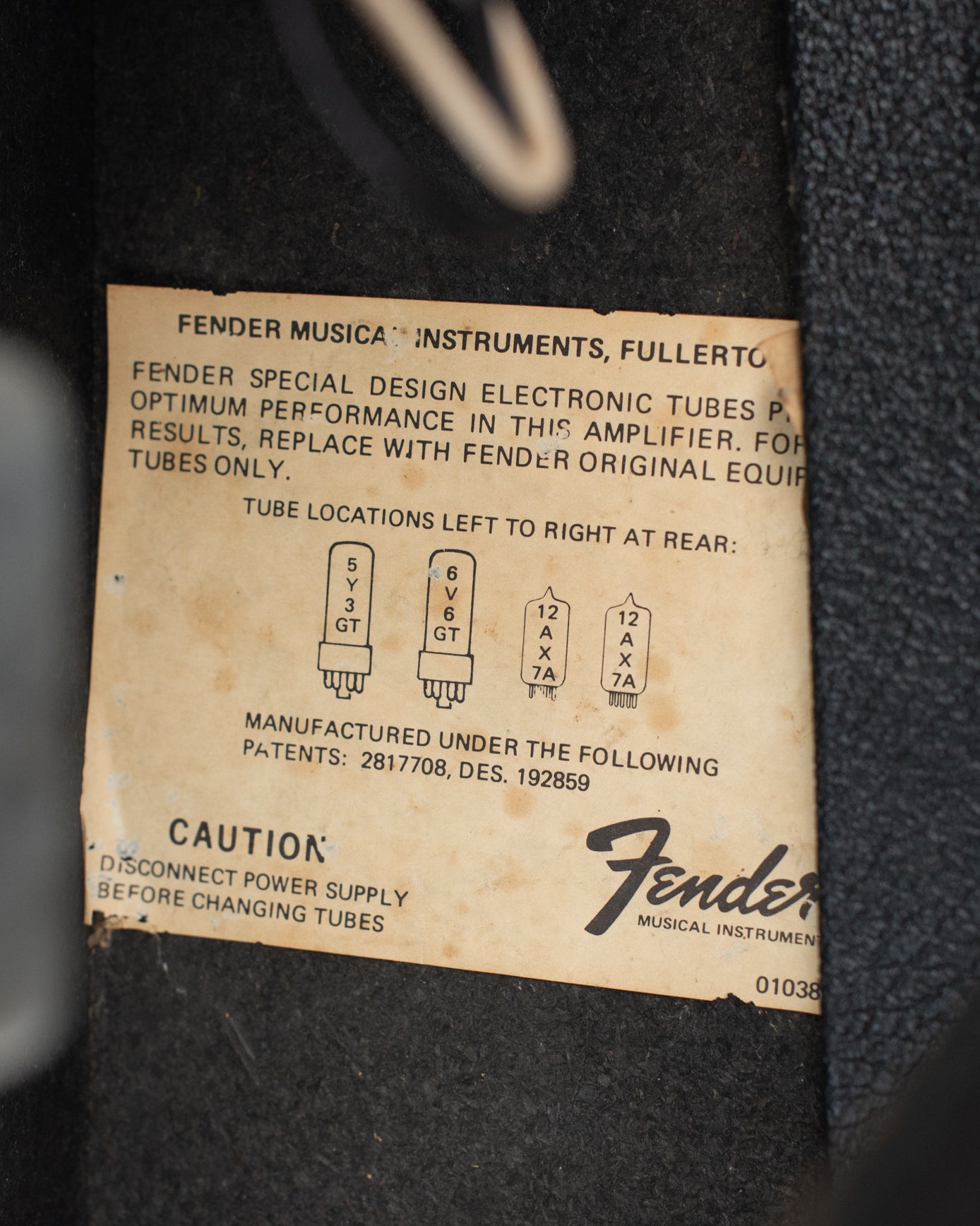 Tube chart 1978 Fender Vibro Champ